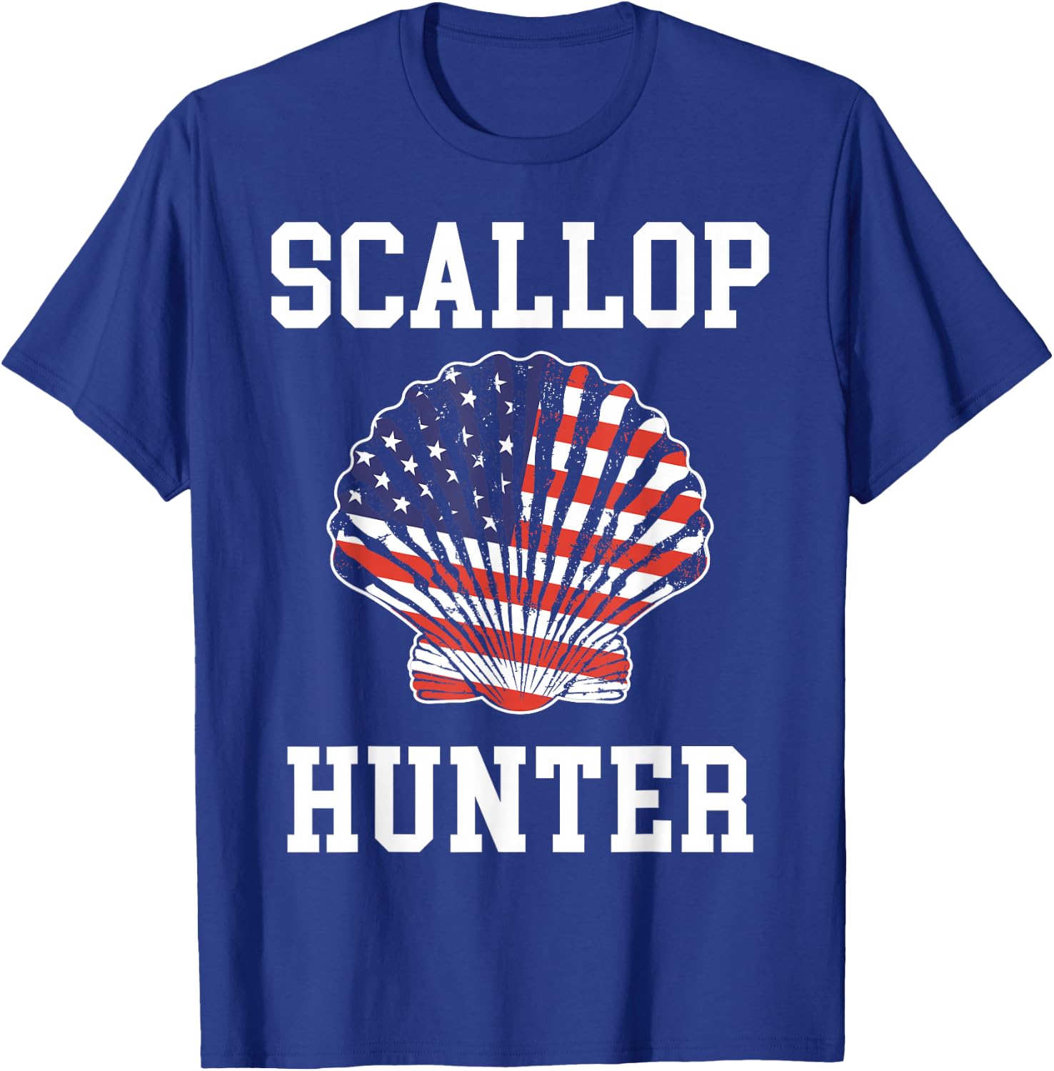 American Flag Scallop Hunter Hunting Scalloping T-Shirt - T-Shirt | Royal