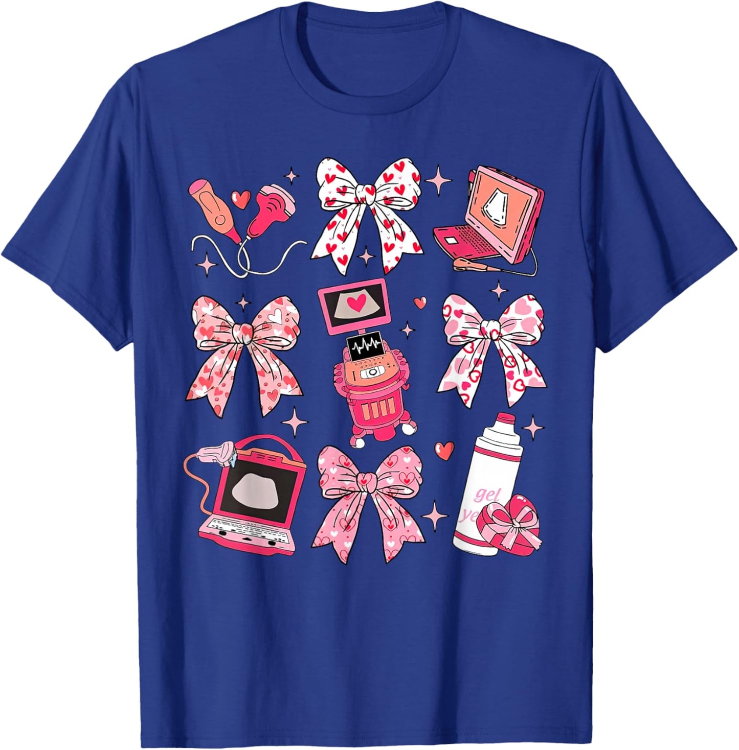 Coquette Bow Sonographer Valentine Ultrasound Tech OB Tech T-Shirt - T-Shirt | Royal