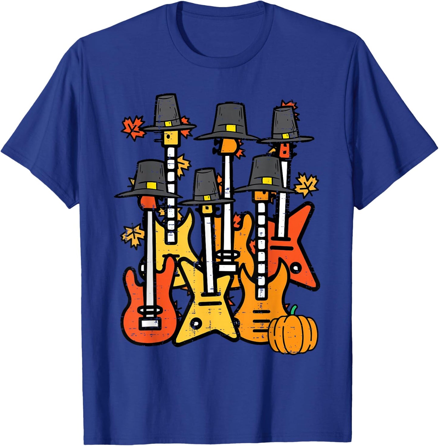 Thanksgiving Guitars Fall Rock Music Riocker Men Boys Kids T-Shirt - T-Shirt | Royal
