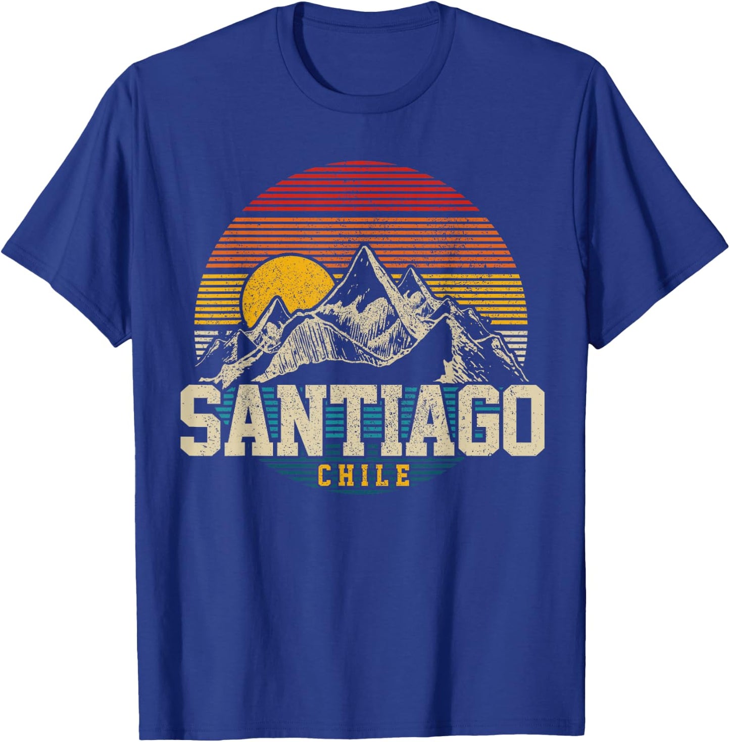 Santiago Chile Vintage Mountains Retro Souvenir Gift T-Shirt - T-Shirt | Royal