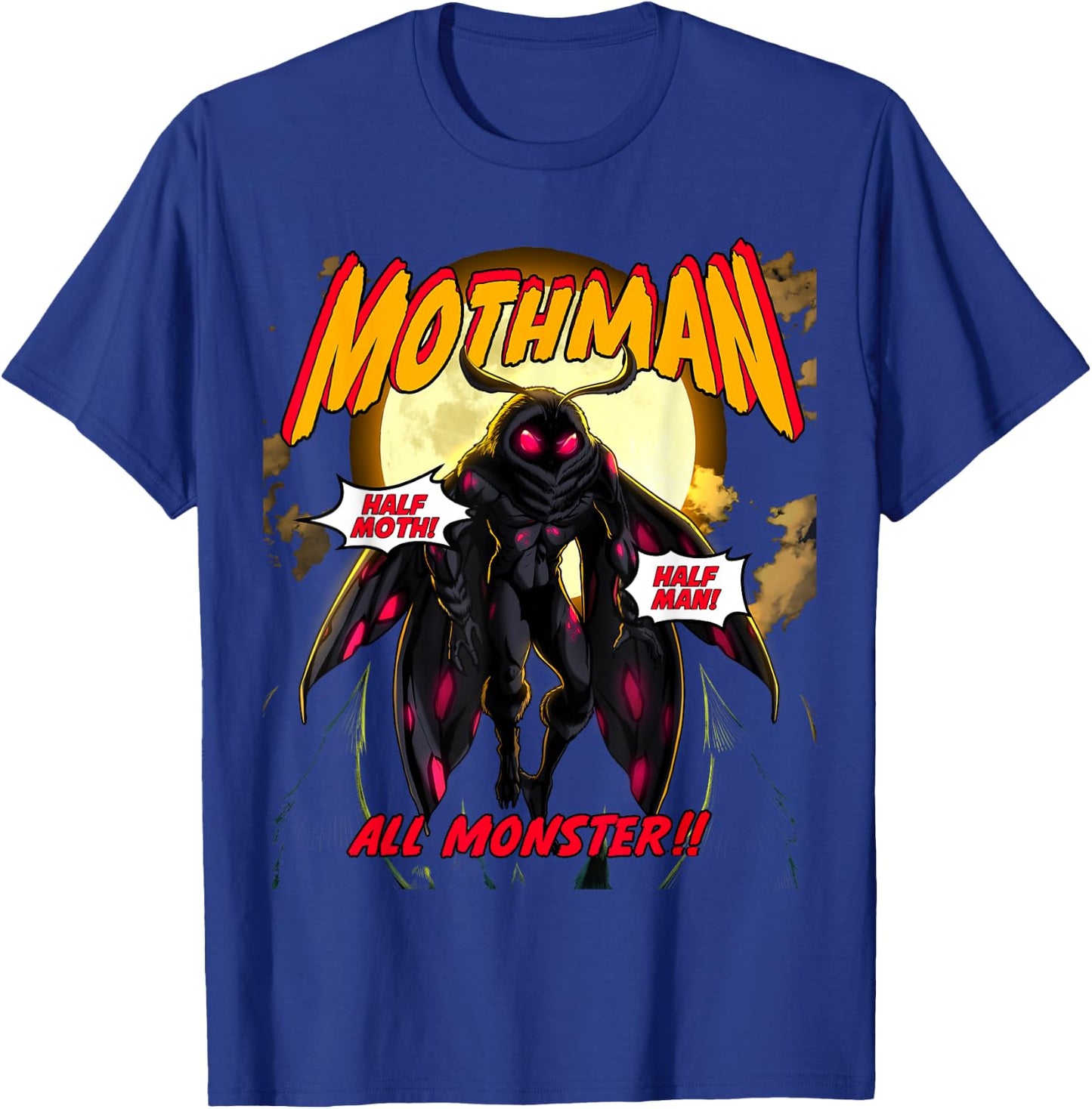 Mothman Cryptid Art Vintage Point Pleasant Retro Mothman T-Shirt - T-Shirt | Royal