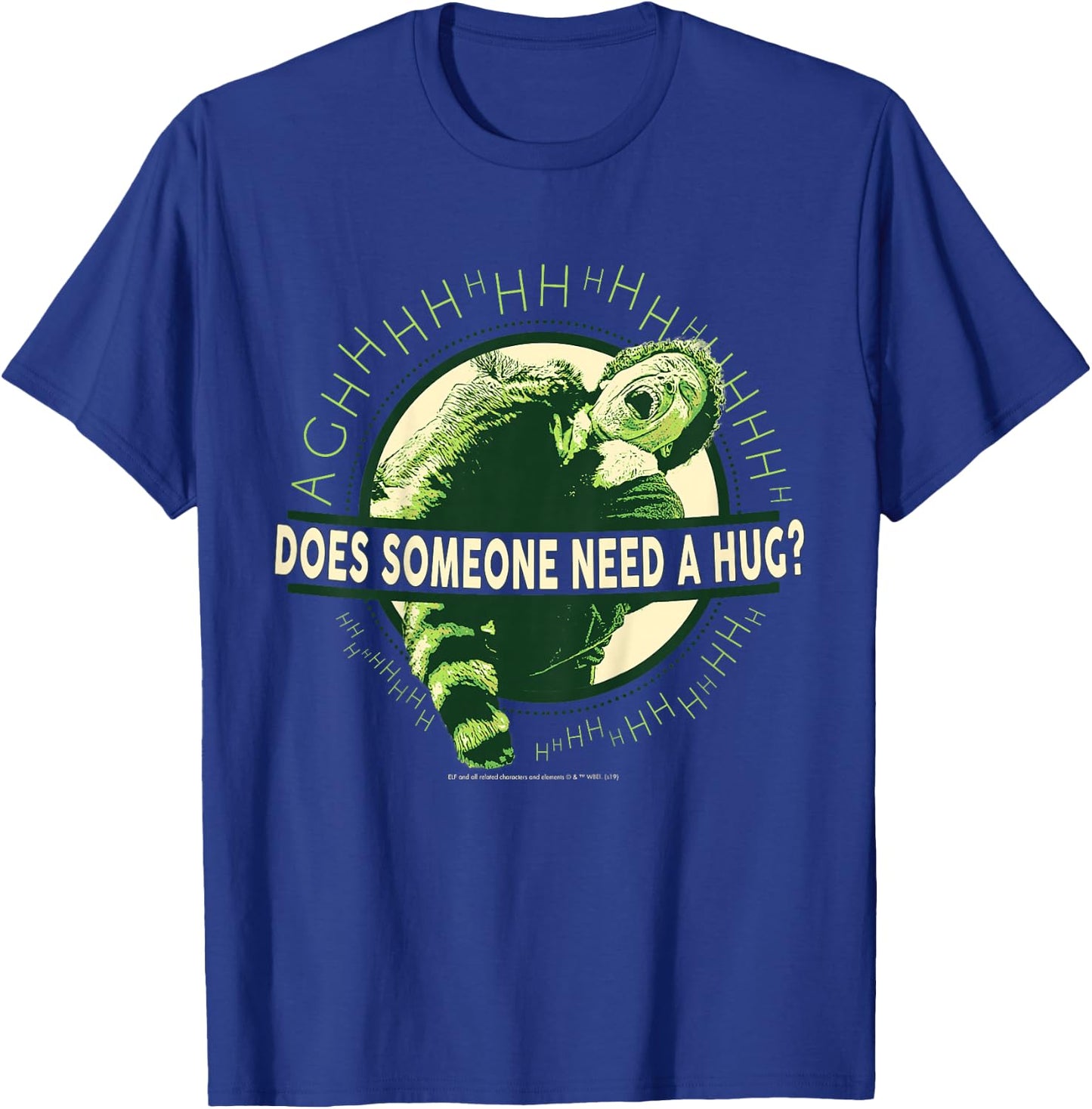 Elf Buddy Hugs Raccoon Text Poster T-Shirt - T-Shirt | Royal