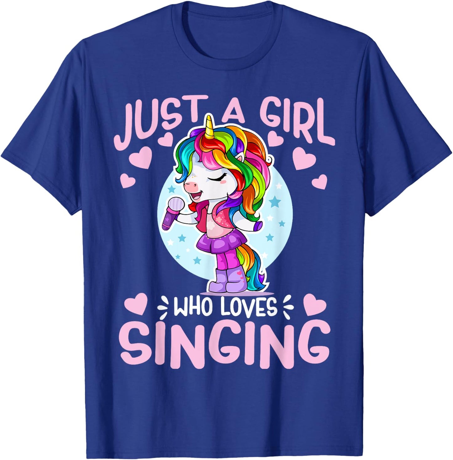 Just A Girl Who Loves Singing Funny Karaoke Singer Unicorn T-Shirt - T-Shirt | Royal