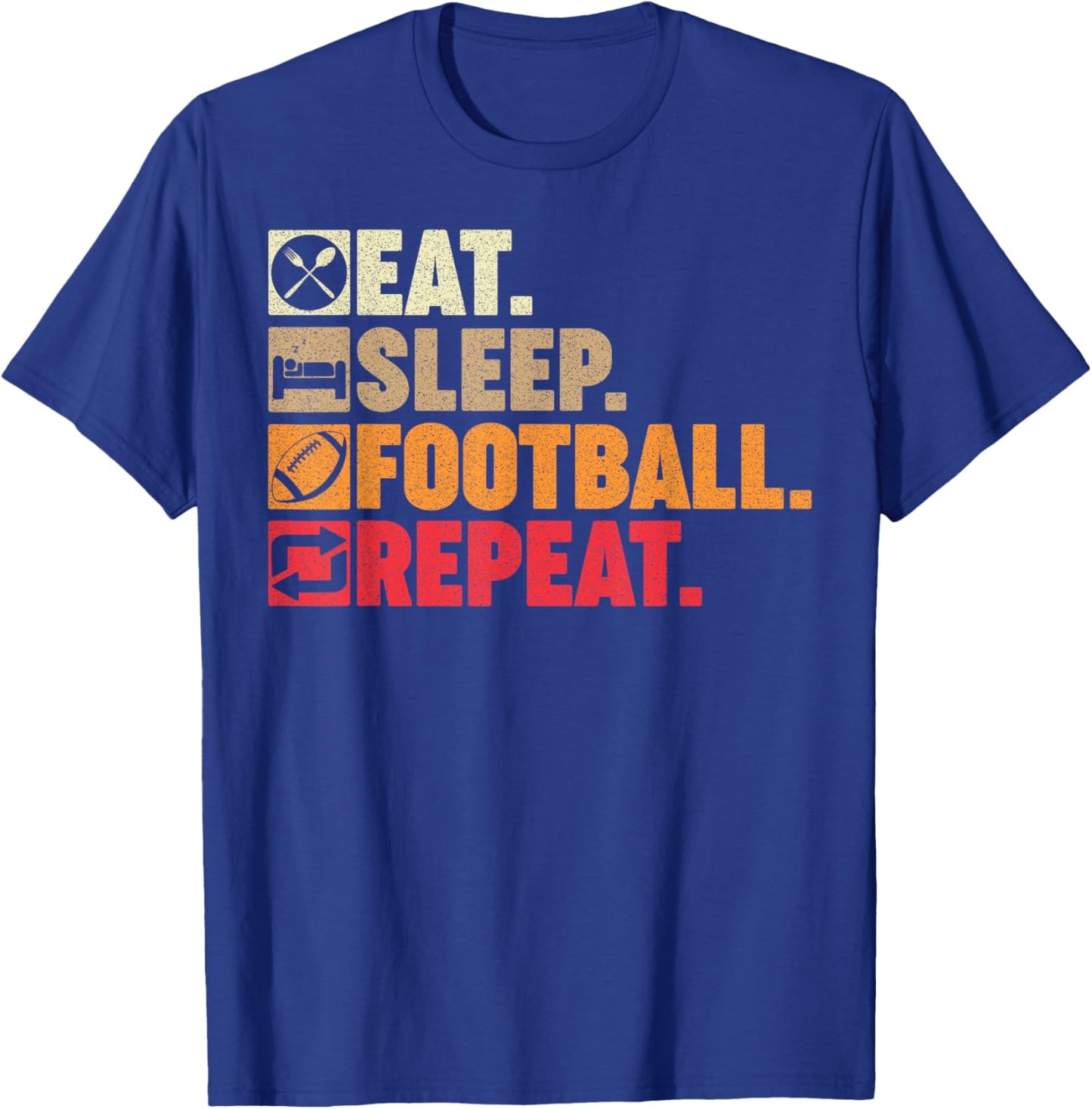 Eat Sleep American Football Repeat Men Teens Boys Coach T-Shirt - T-Shirt | Royal