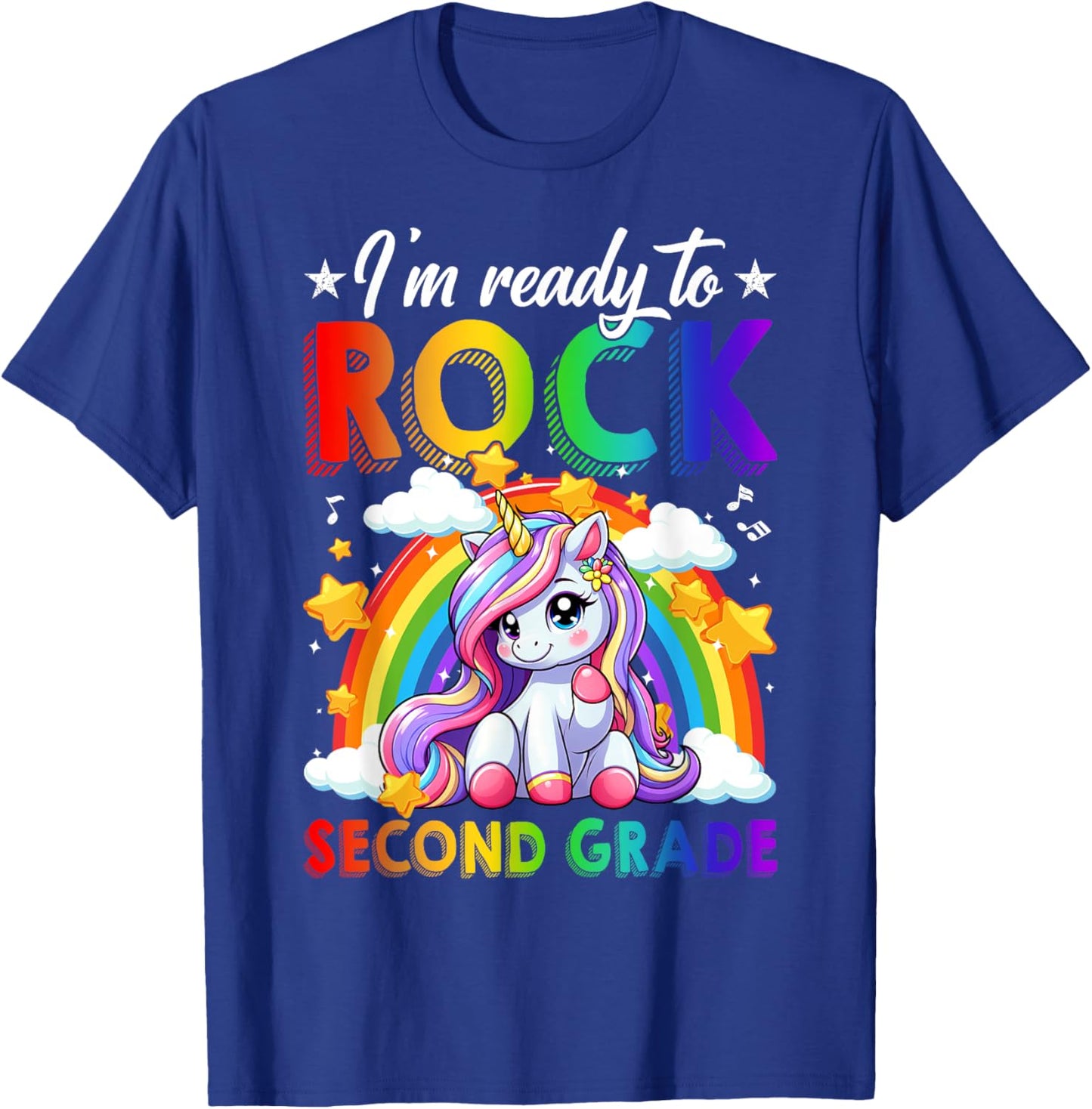 I'm Ready To Rock Second Grade Unicorn Back To School Girls T-Shirt - T-Shirt | Royal