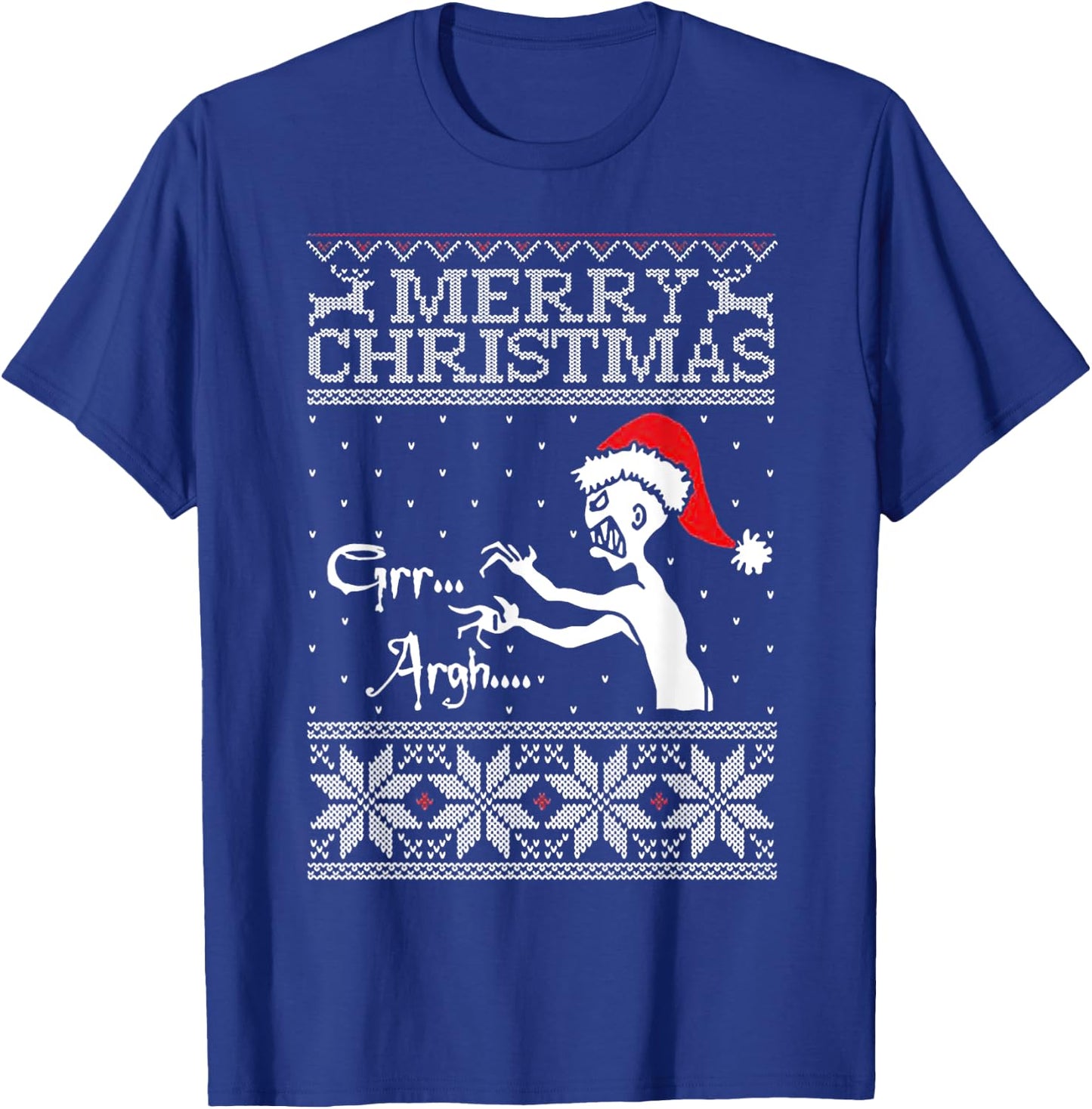Merry Christmas Grr Argh Ugly Zombie Santa T-Shirt - T-Shirt | Royal