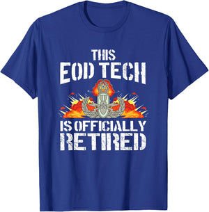 Retired EOD Tech Explosive Ordnance Disposal Master Badge T-Shirt - T-Shirt | Royal