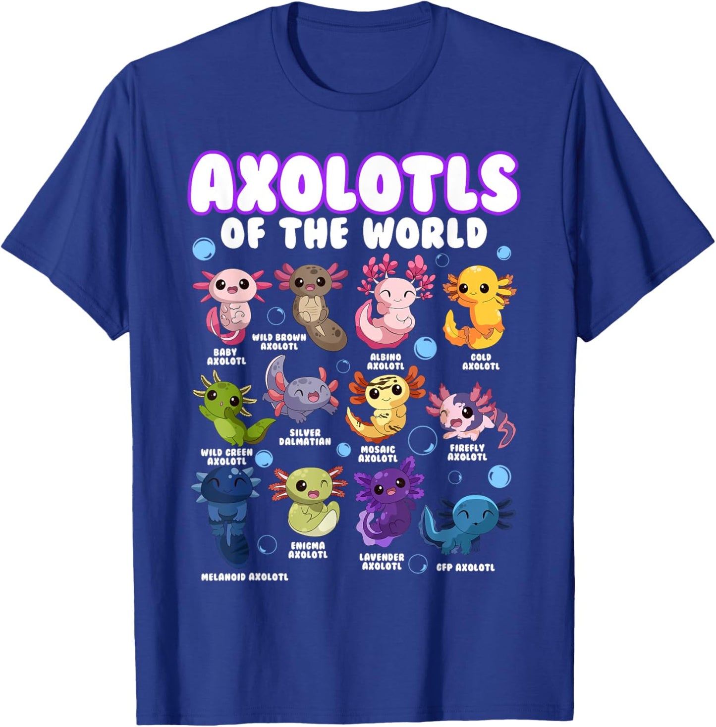 Axolotl Shirt Cute Axolotls Animals of the World Herpetology T-Shirt - T-Shirt | Royal