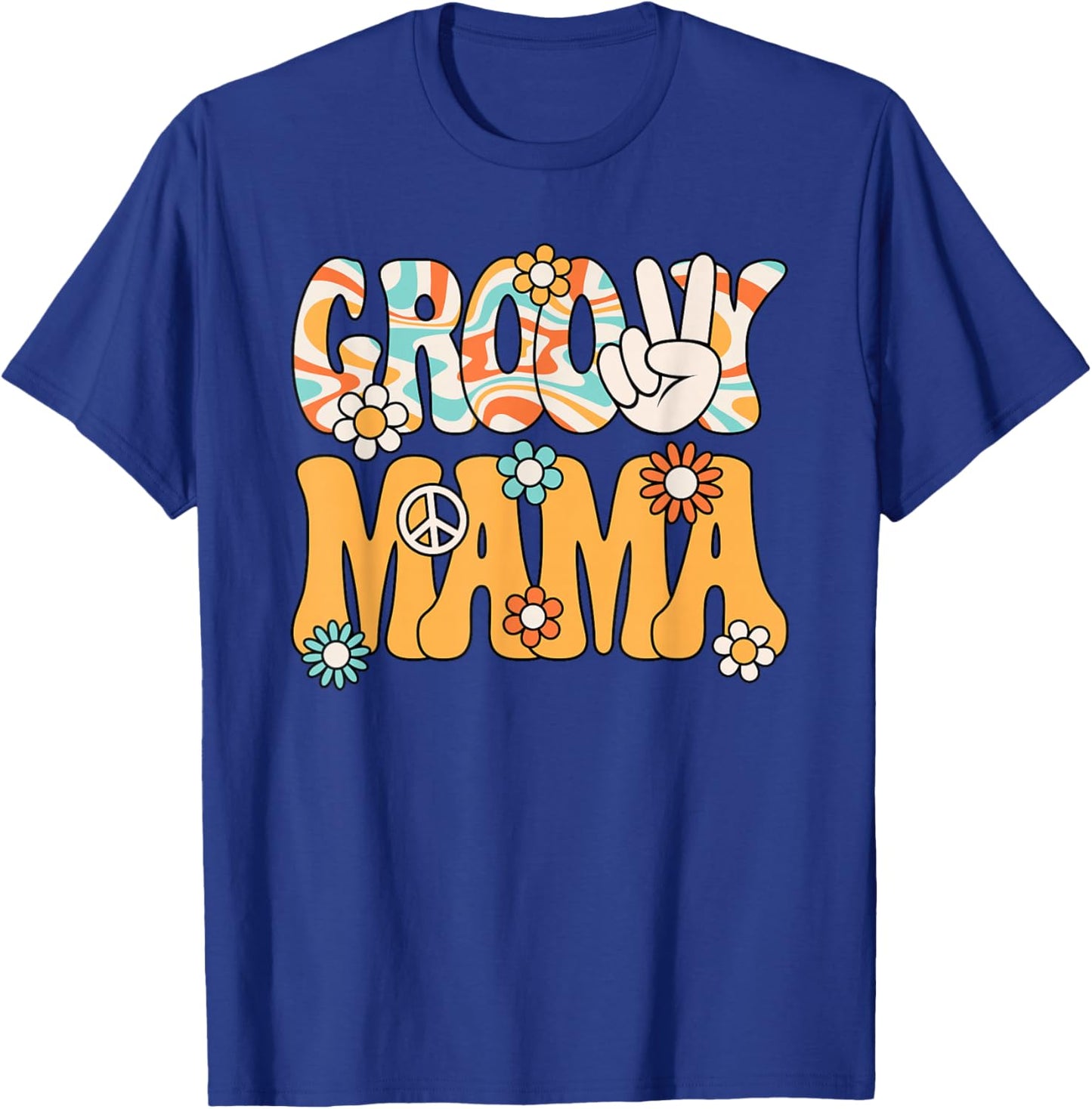 Groovy Mama Mom Retro Hippie 60s 70s Party Outfit Women T-Shirt - T-Shirt | Royal
