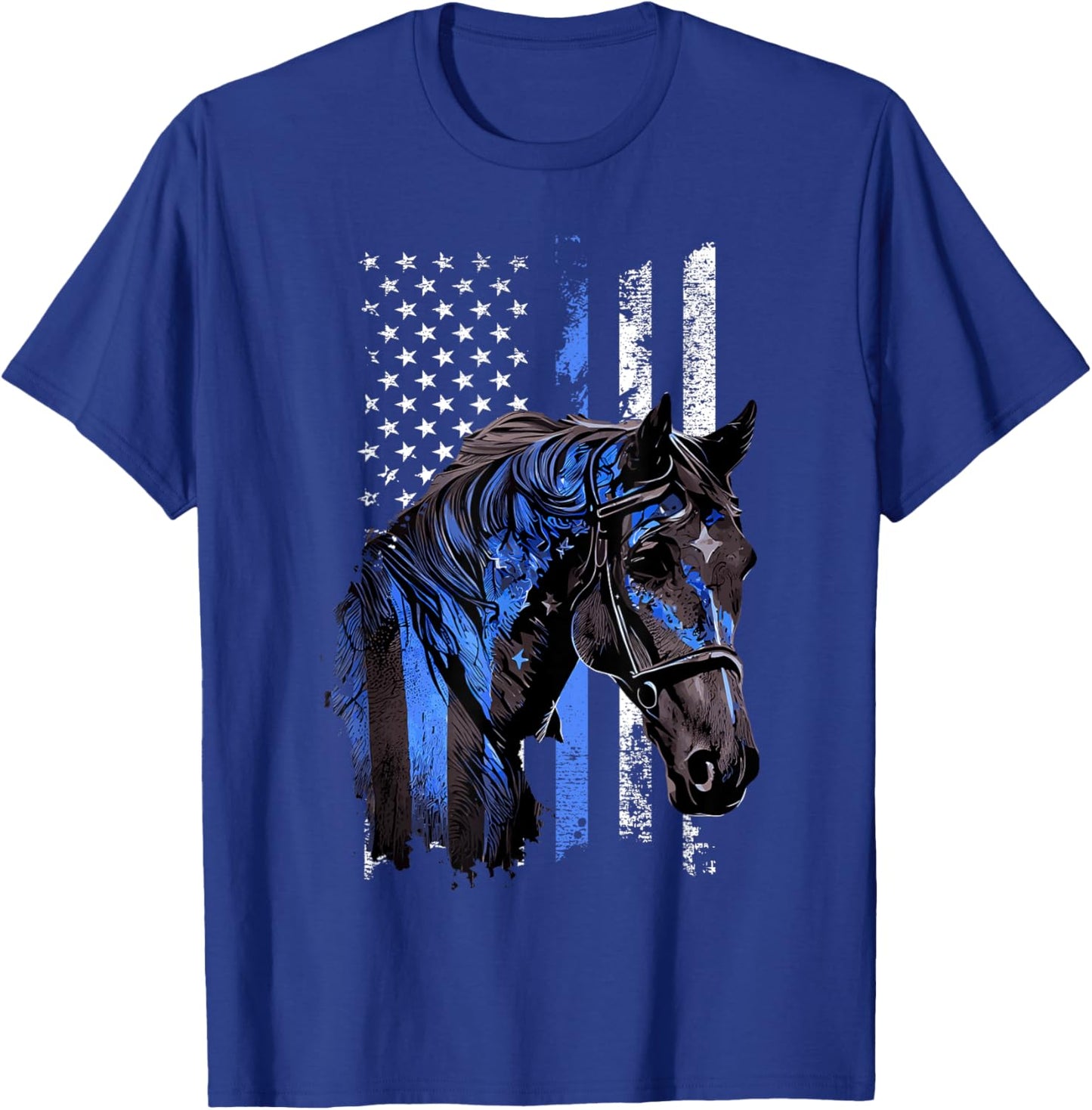 Thin Blue Line Mounted Patrol Patriotic Police Horse T-Shirt - T-Shirt | Royal