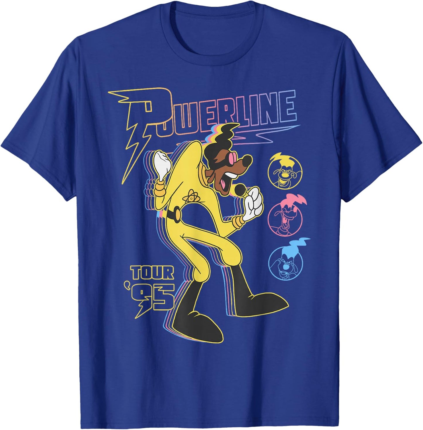 Disney A Goofy Movie Powerline Tour '95 Retro Neon Poster T-Shirt - T-Shirt | Royal
