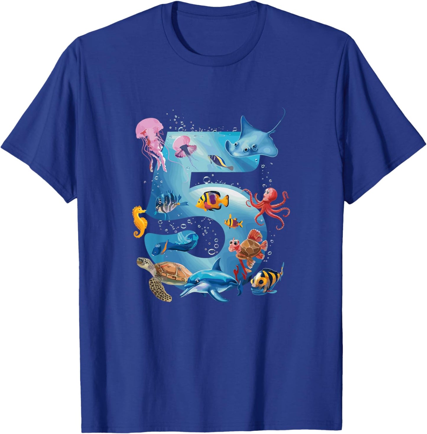 Sea Ocean Number 5rd Birthday Boys and Girls T-Shirt - T-Shirt | Royal