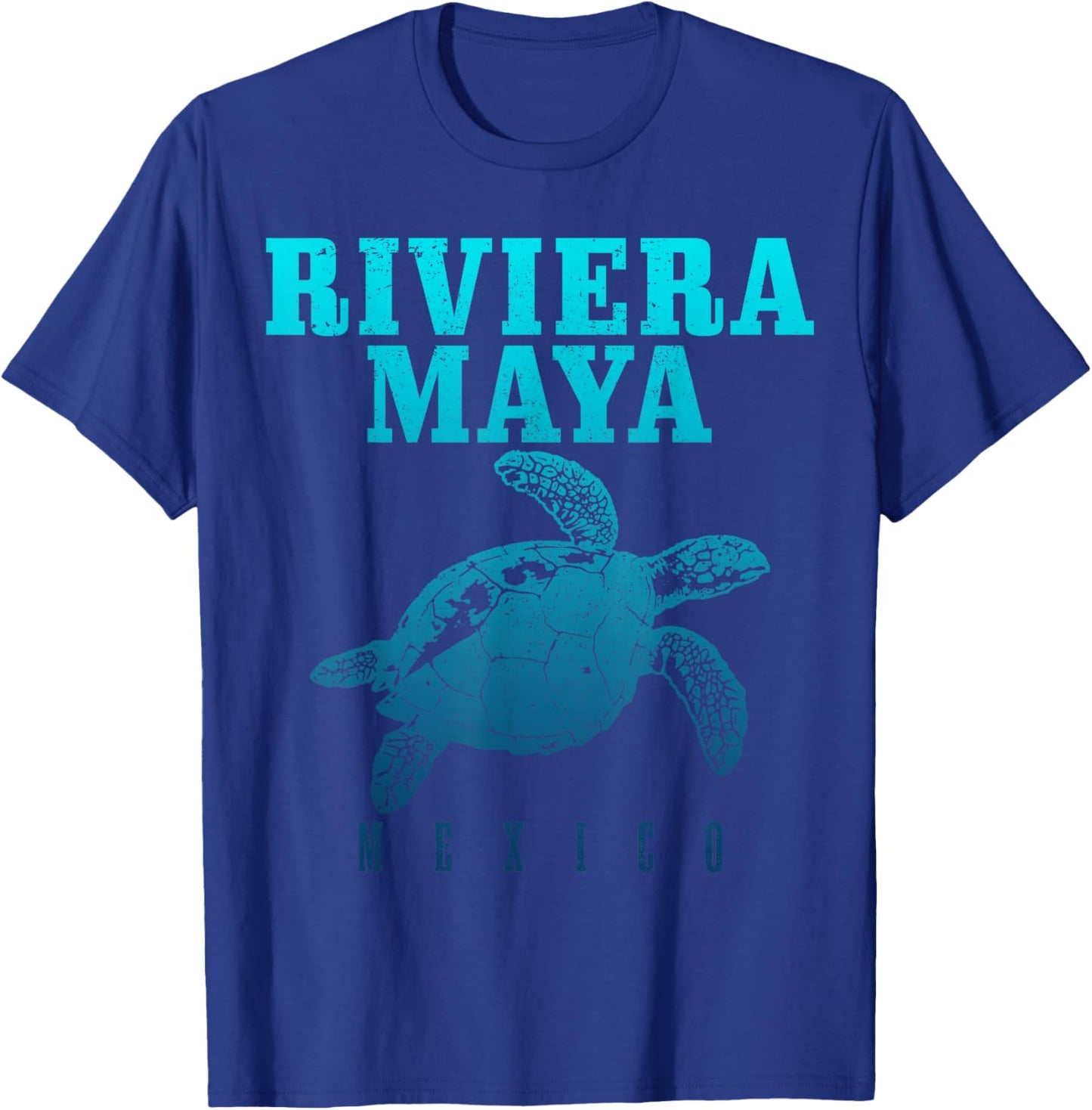 Riviera Maya Mexico Surf Sea Turtle Surfer Scuba Diving T-Shirt - T-Shirt | Royal