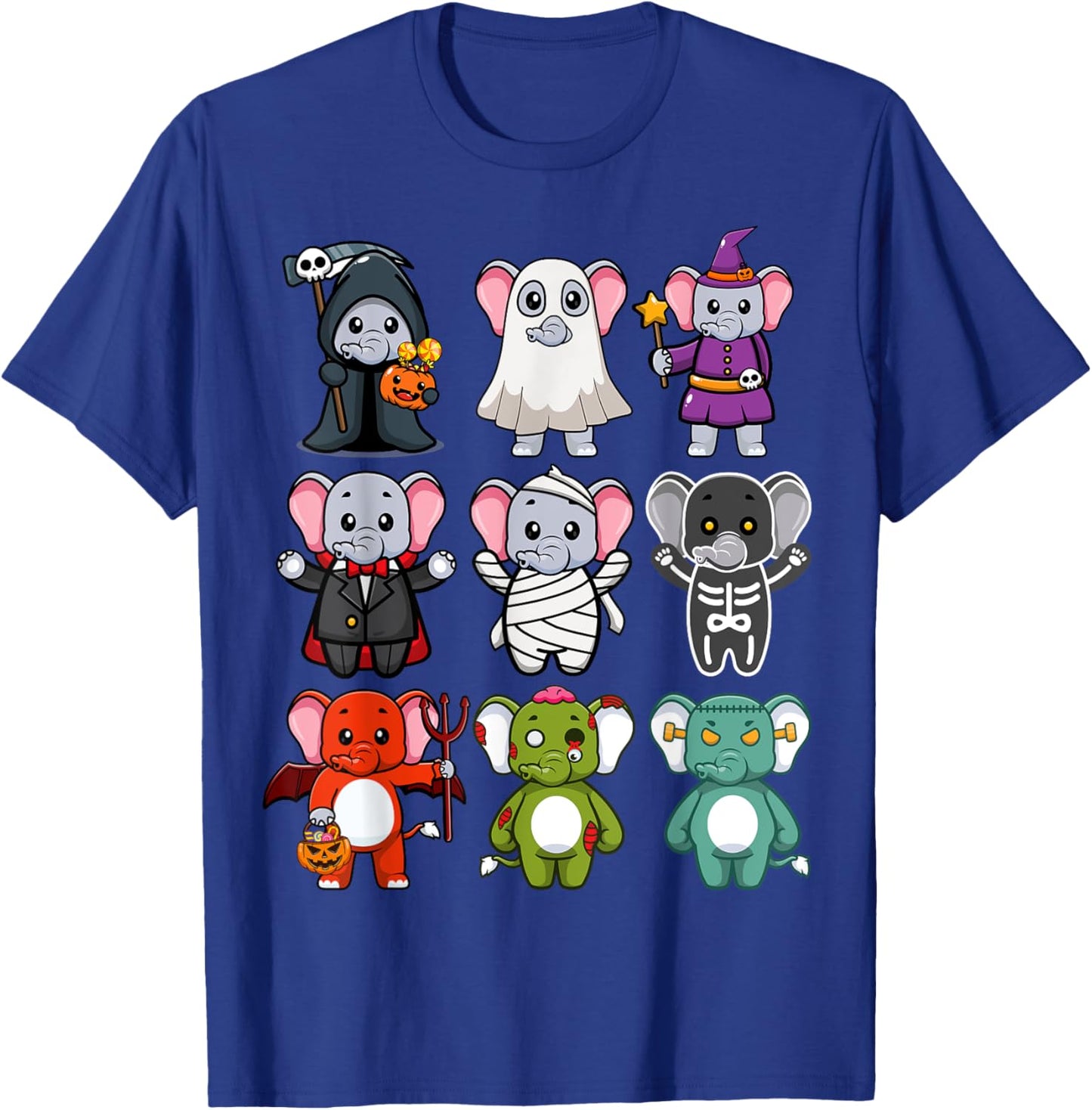 Elephant Spooky Ghost Horror Pumpkin Elephant Halloween T-Shirt - T-Shirt | Royal