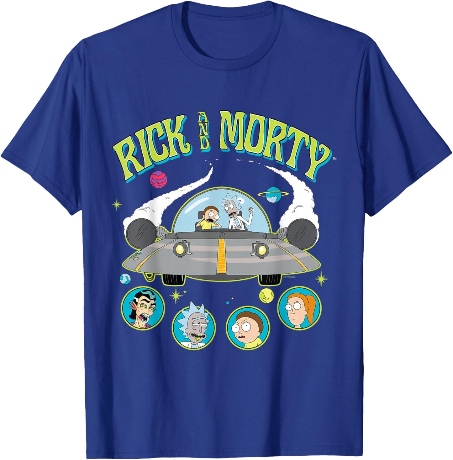 Rick and Morty Space Cruiser Ship Adult Cartoon Fashion T-Shirt - T-Shirt | Royal