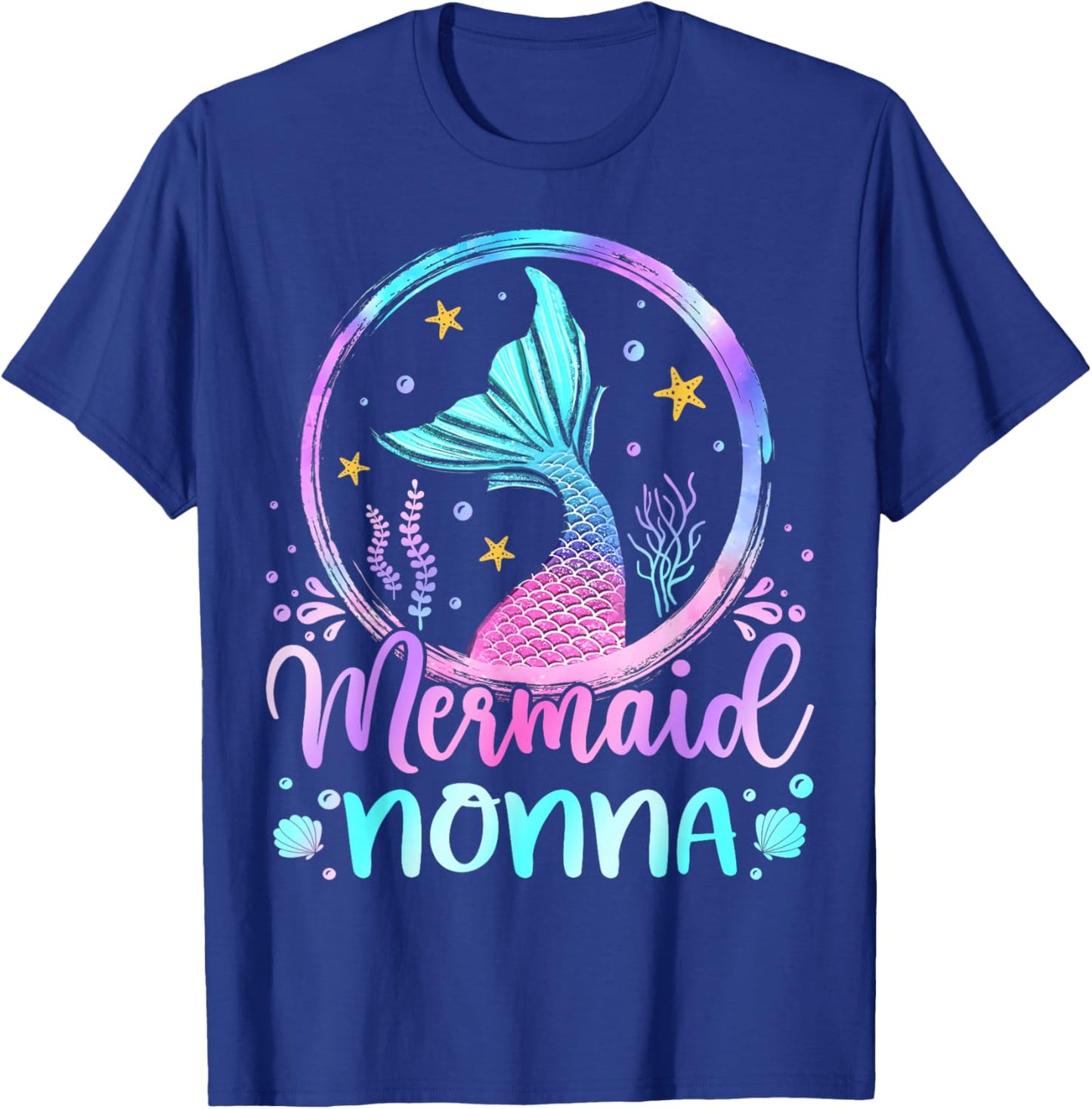 Mermaid Nonna Cute Mermaid Birthday Family Matching T-Shirt - T-Shirt | Royal
