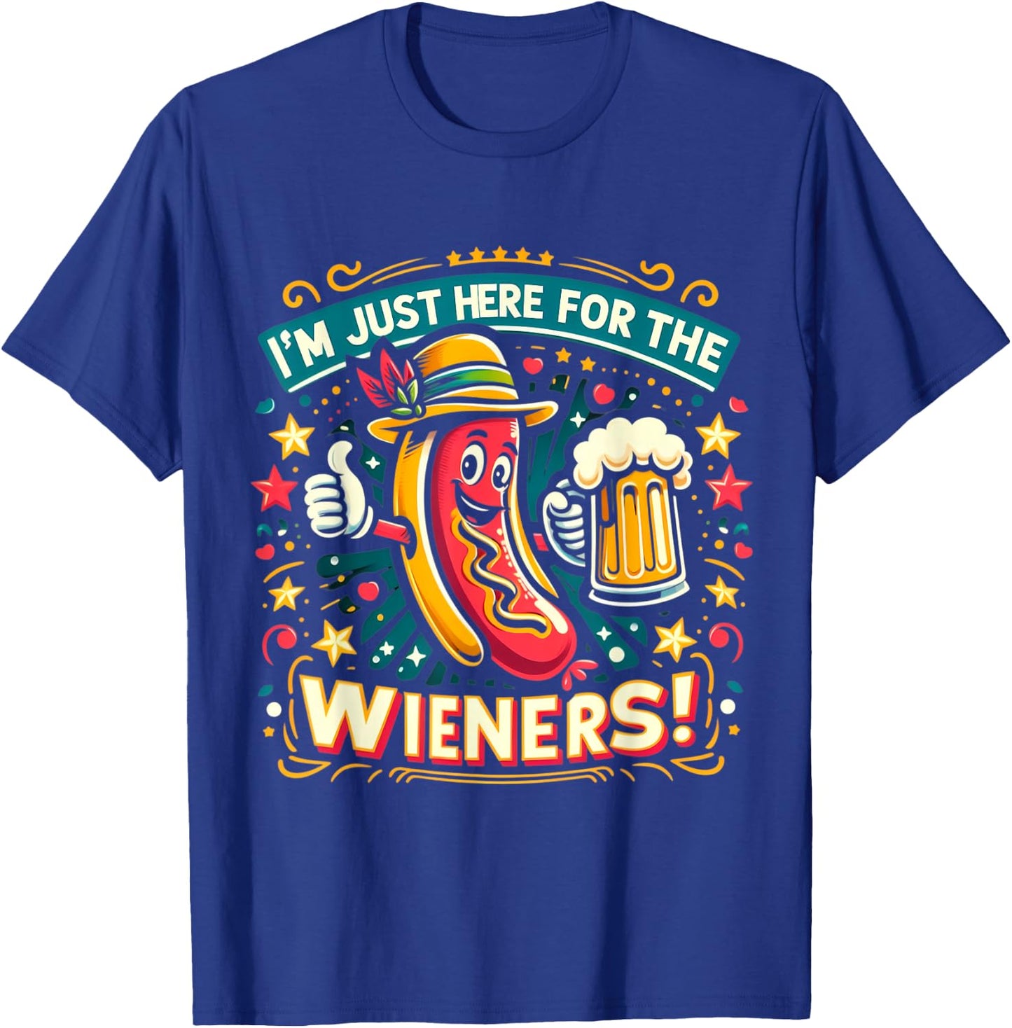 I'm Just Here For The Wieners Hotdog Funny Oktoberfest Pun Women T-Shirt - T-Shirt | Royal