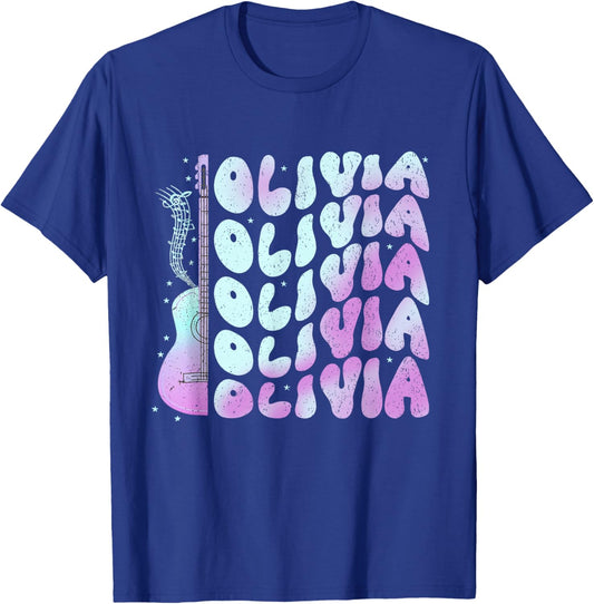 Girl Retro Olivia First Name Personalized Groovy 80's T-Shirt - T-Shirt | Royal