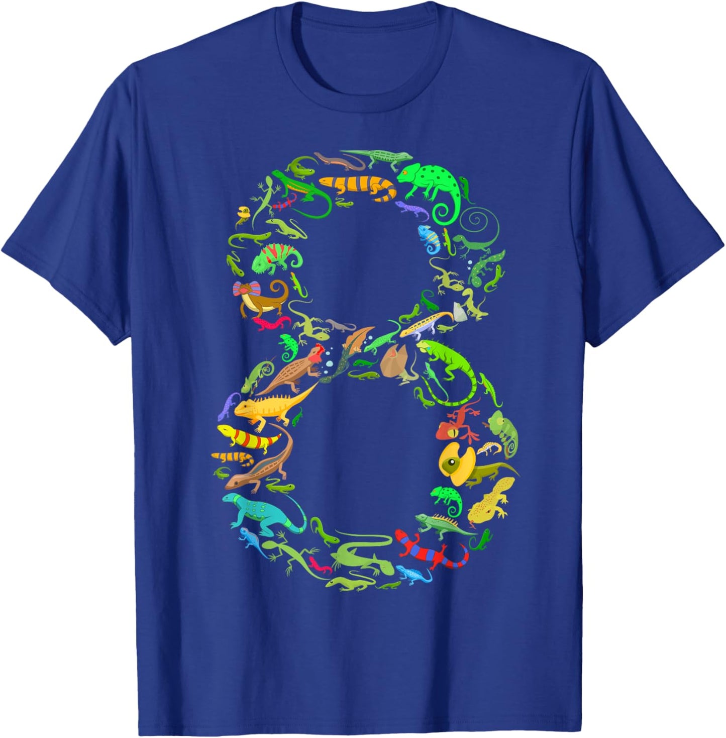 8th Birthday Lizard Reptile Birthday Party 8 Year Old 8 T-Shirt - T-Shirt | Royal