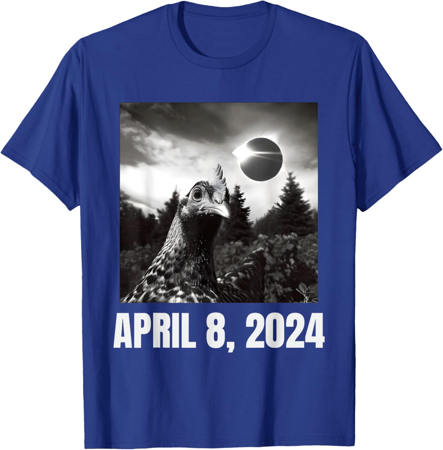 Funny 2024 Solar Eclipse Chicken Selfie Meme T-Shirt - T-Shirt | Royal