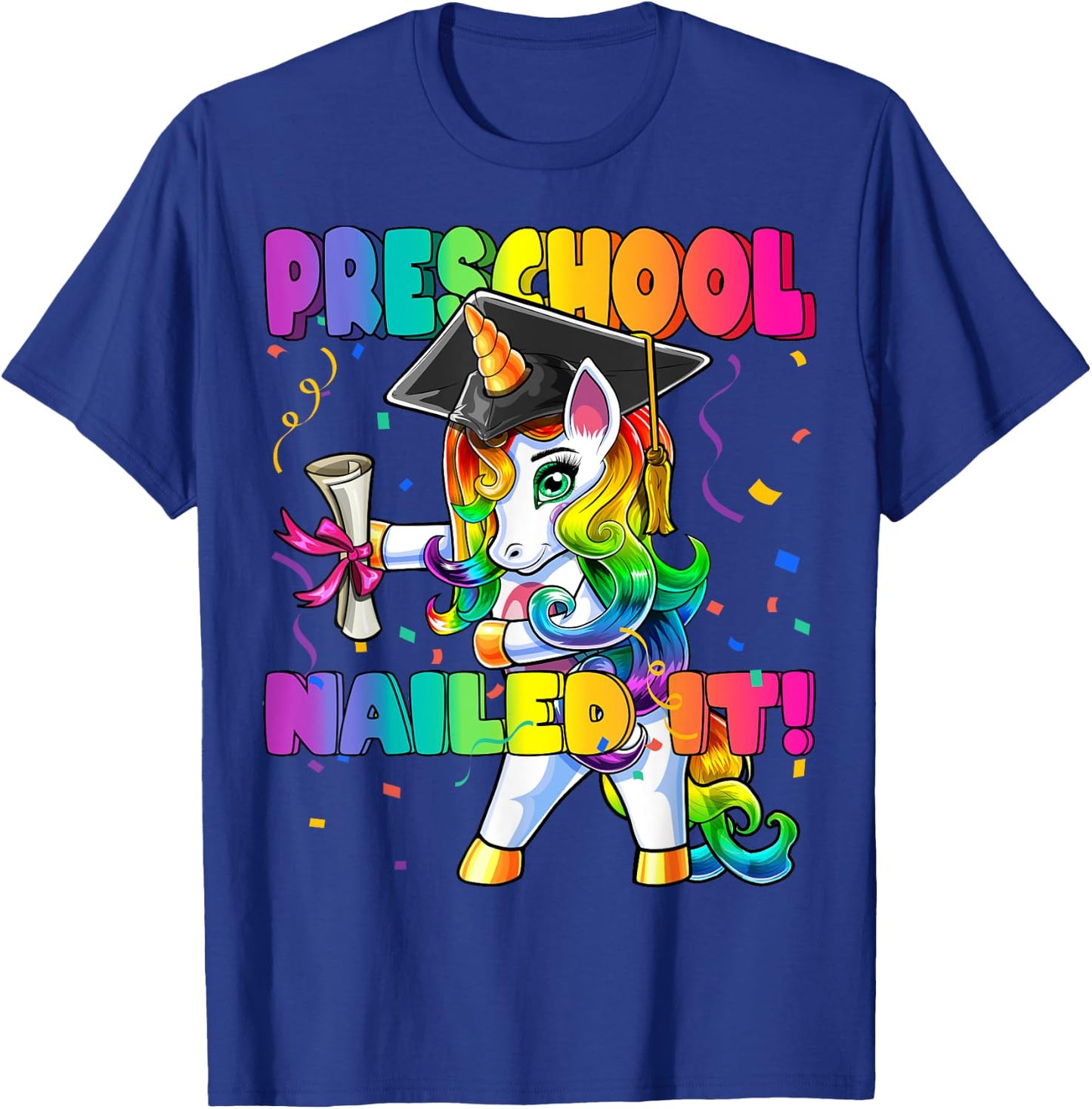 Flossing Unicorn Preschool Graduation Cap Diploma Gift Girls T-Shirt - T-Shirt | Royal