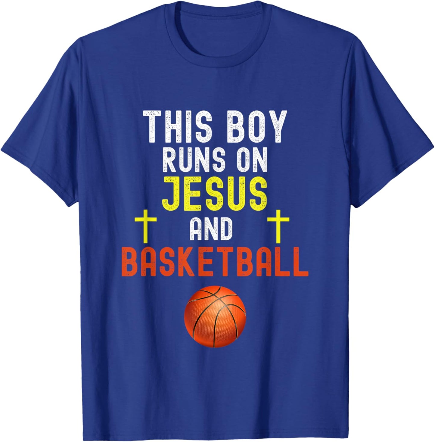 This Boy Runs On Jesus And Basketball Funny Christian Humor T-Shirt - T-Shirt | Royal
