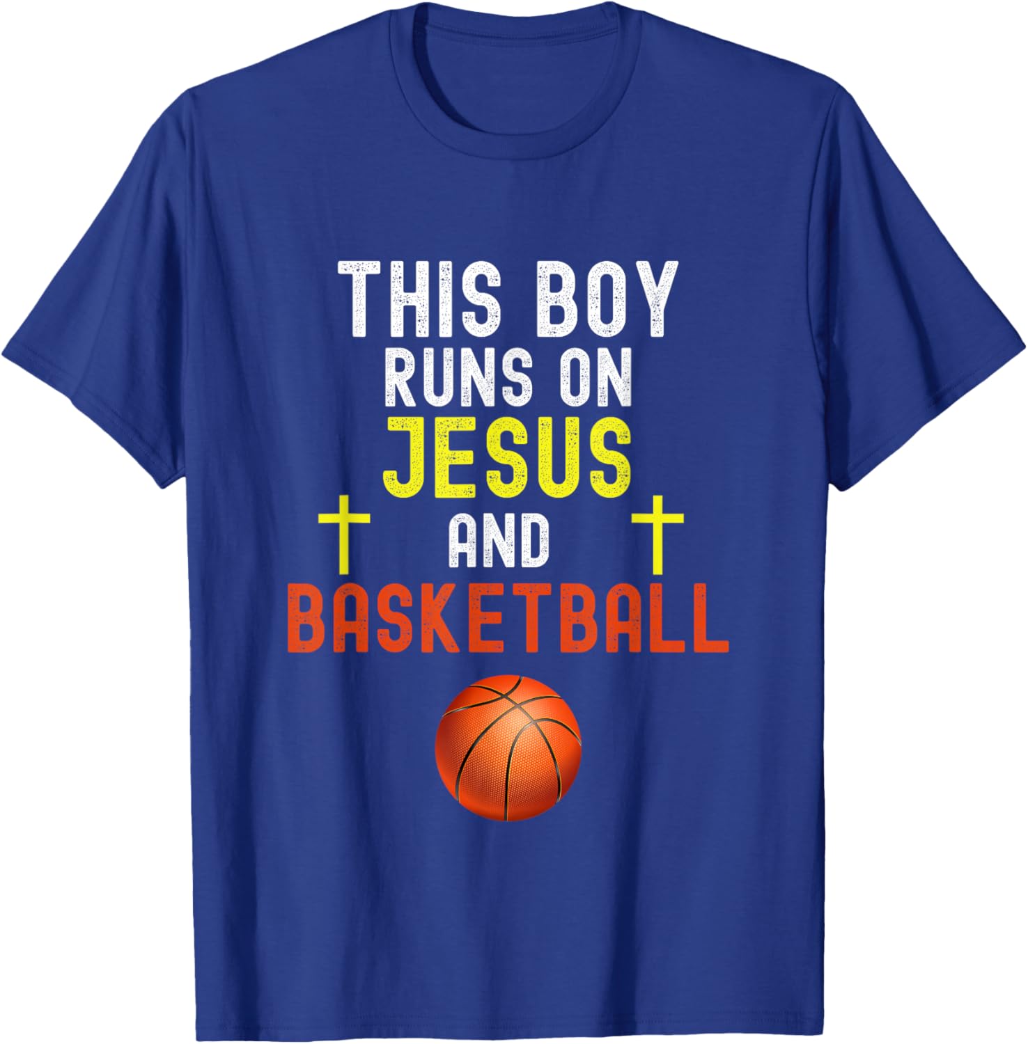 This Boy Runs On Jesus And Basketball Funny Christian Humor T-Shirt - T-Shirt | Royal