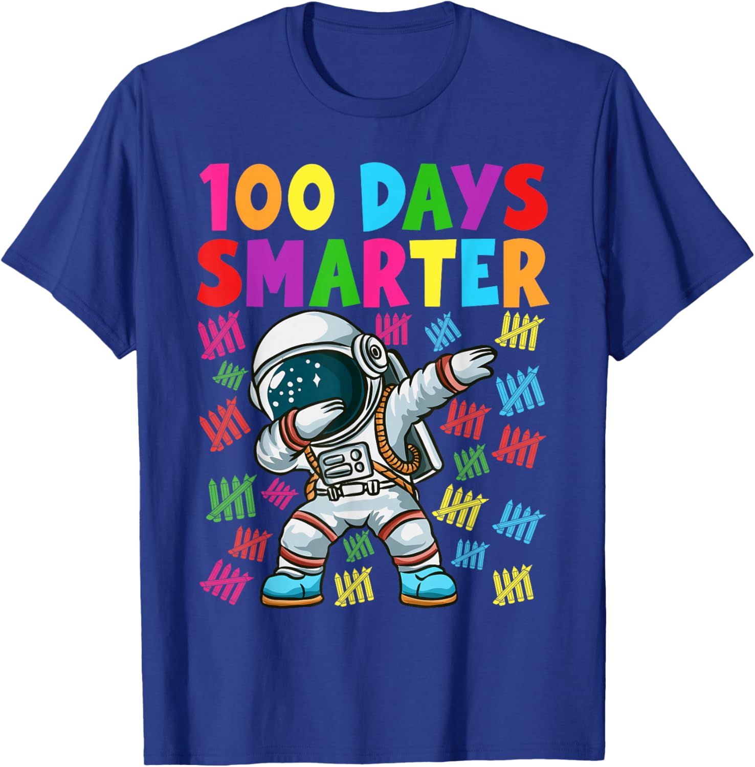 100 Days Smarter 100th Day of School Dabbing Space Kids T-Shirt - T-Shirt | Royal
