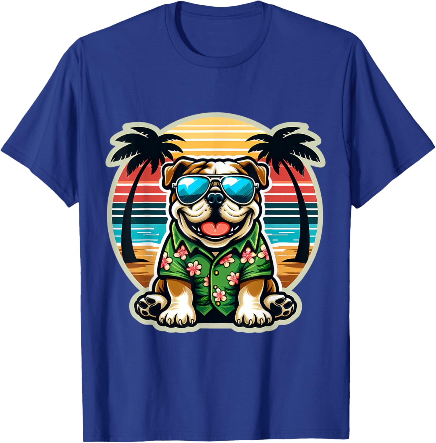Bulldog Dog Owner Summer Vibes Vacation Tropical Holiday Sun T-Shirt - T-Shirt | Royal