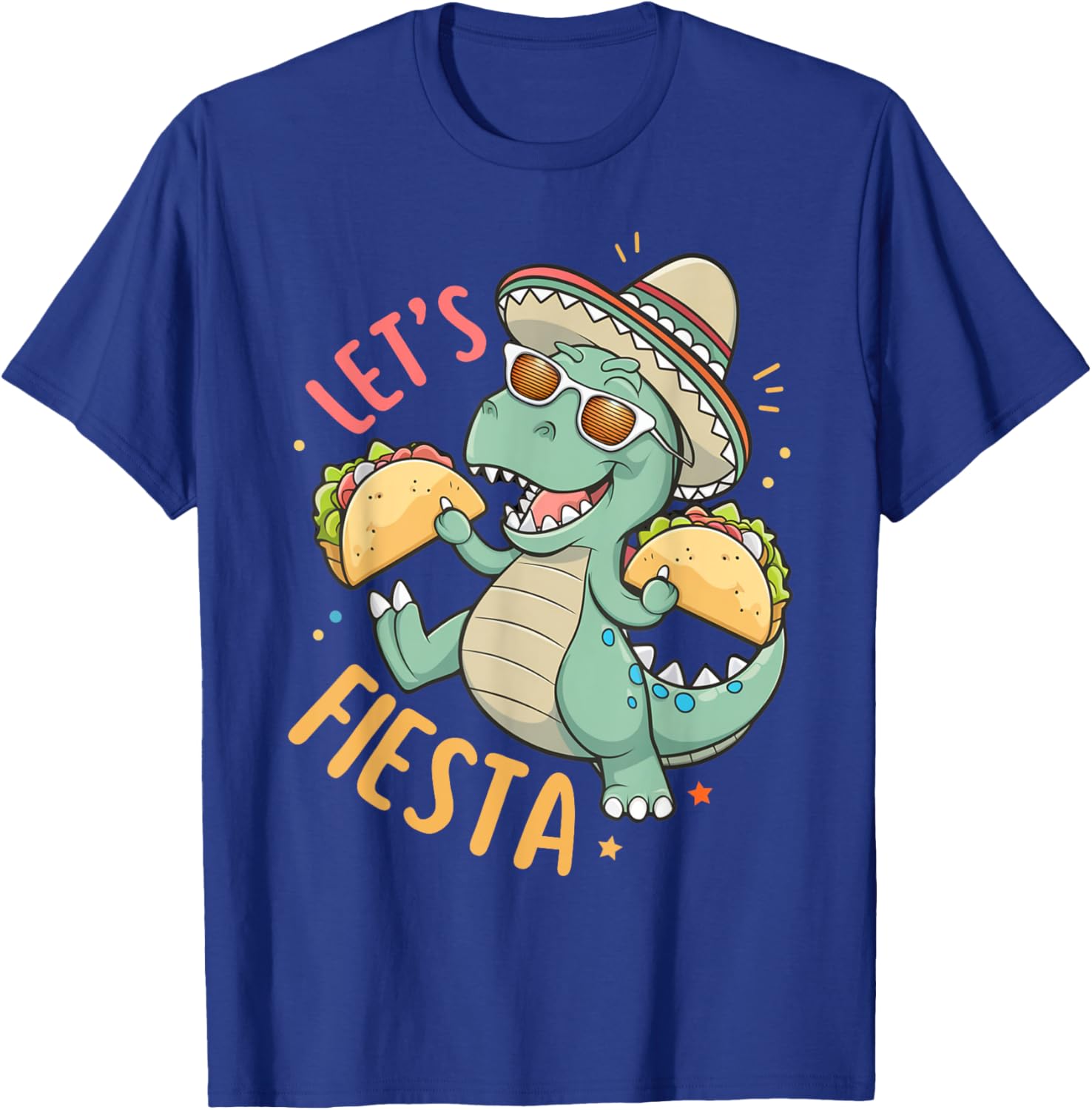 Let's Fiesta Taco Dinosaur Funny Cinco De Mayo Boy Girl Kids T-Shirt - T-Shirt | Royal
