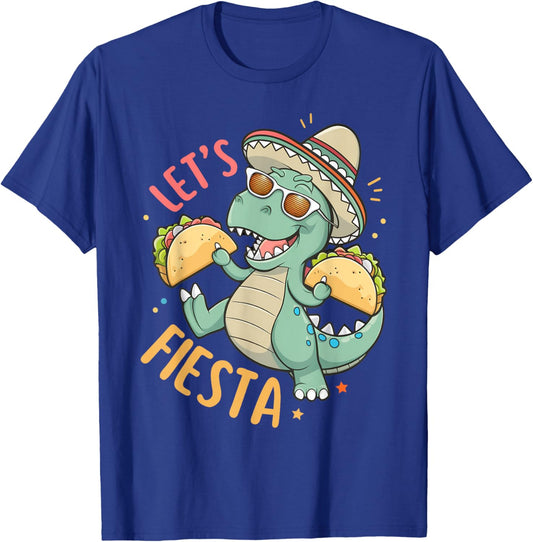 Let's Fiesta Taco Dinosaur Funny Cinco De Mayo Boy Girl Kids T-Shirt - T-Shirt | Royal