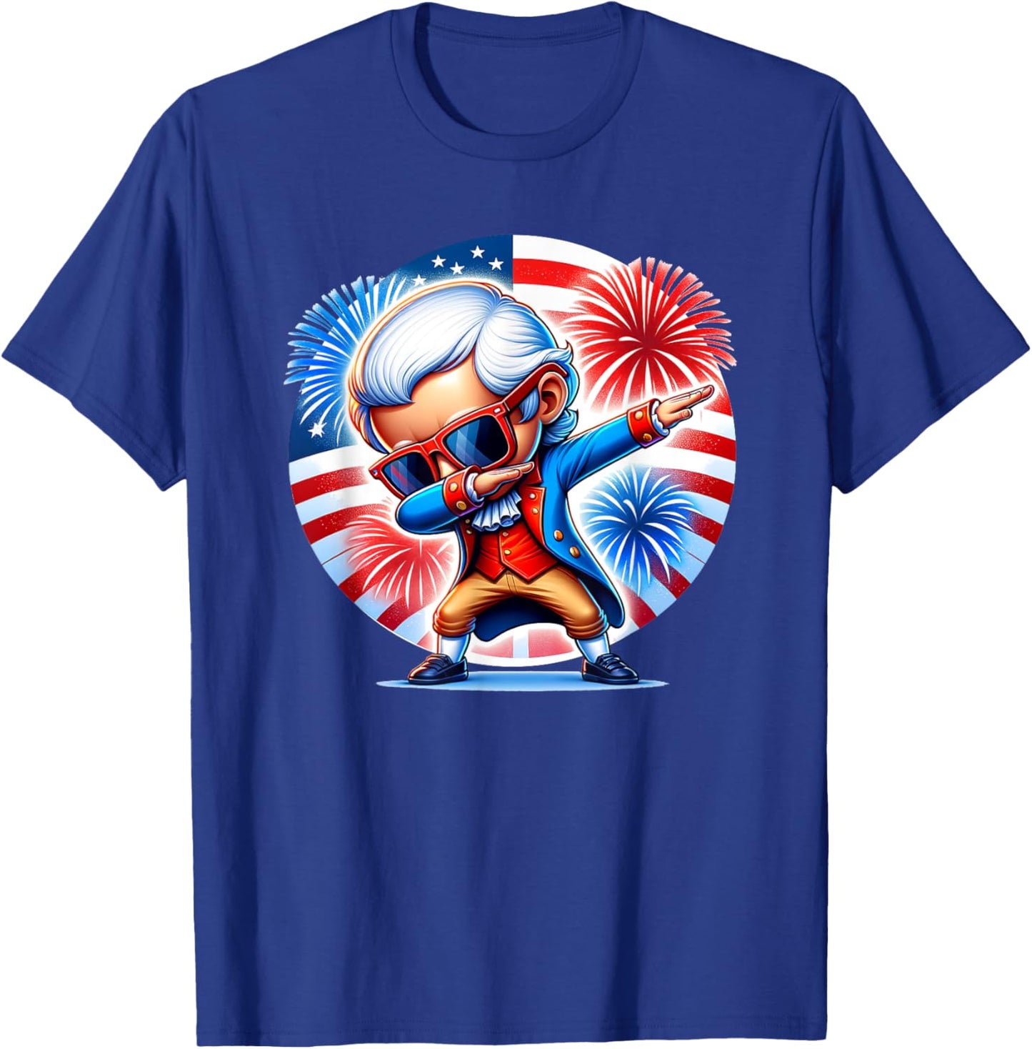 July 4th Dabbing George Washington Patriotic Fireworks Funny T-Shirt - T-Shirt | Royal