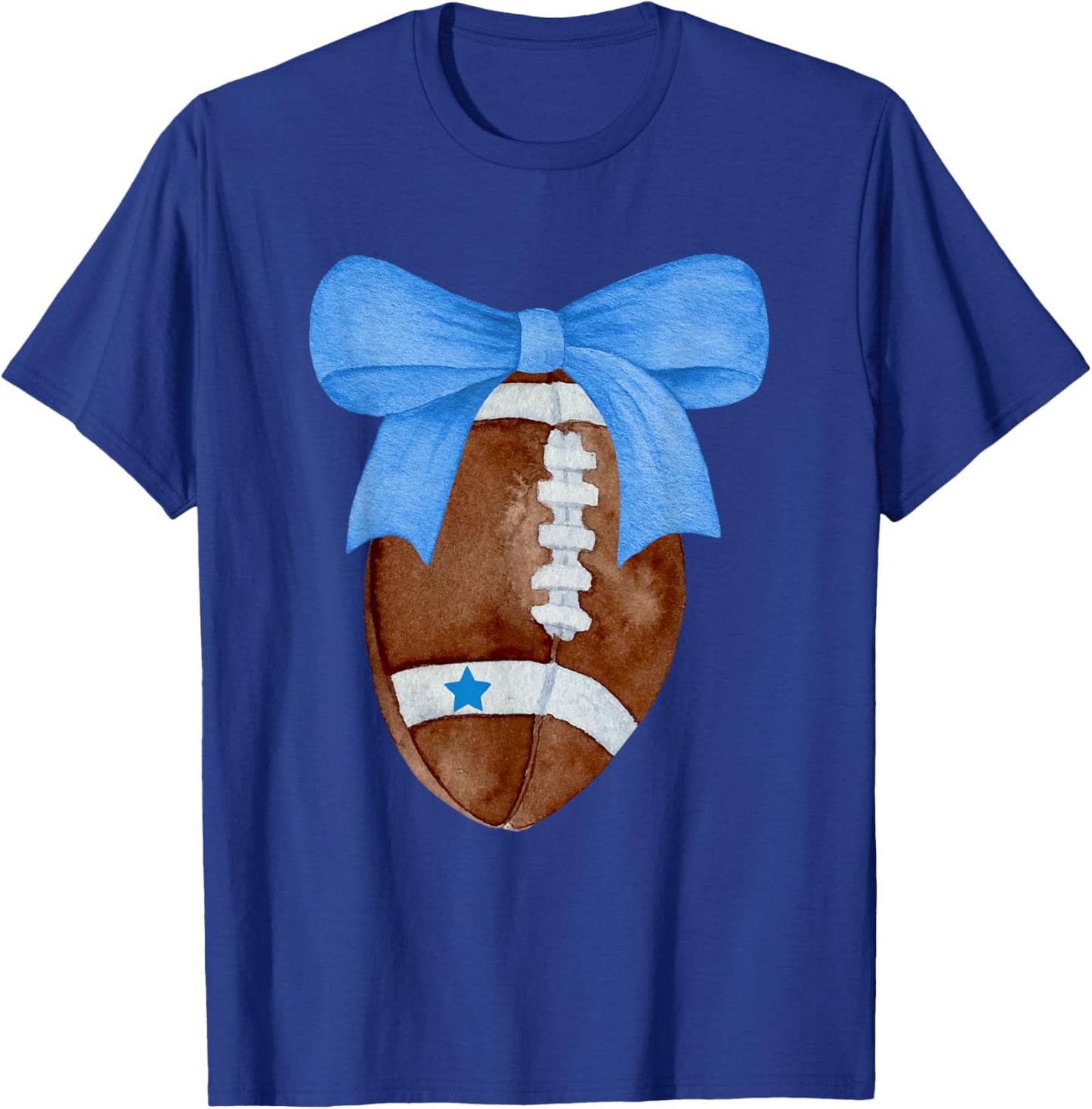 Football Coquette Bow Football Mom Women Girls Kids Dallas T-Shirt - T-Shirt | Royal