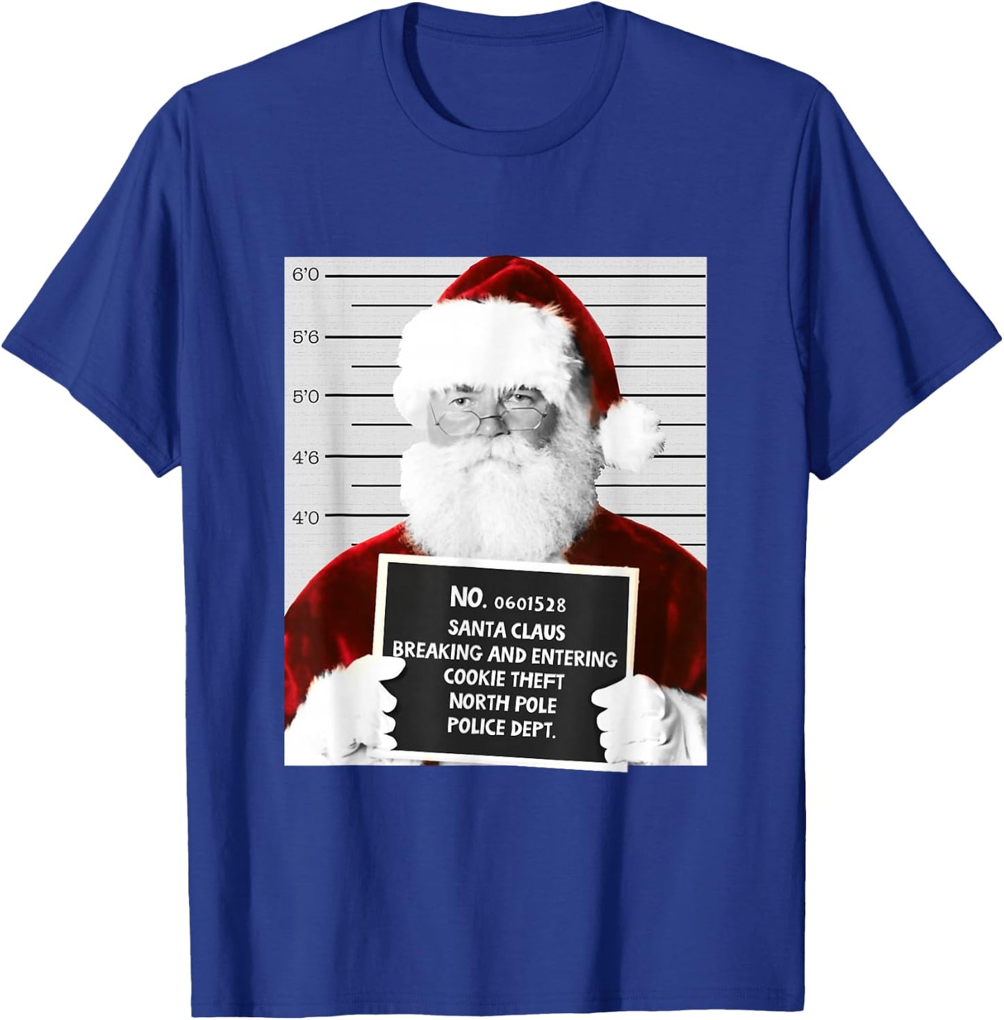 Funny Santa Mugshot in Prison Christmas T-Shirt - T-Shirt | Royal