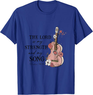 The Lord Is My Strength And My Song - Psalm 118:14 Guitar T-Shirt - T-Shirt | Royal