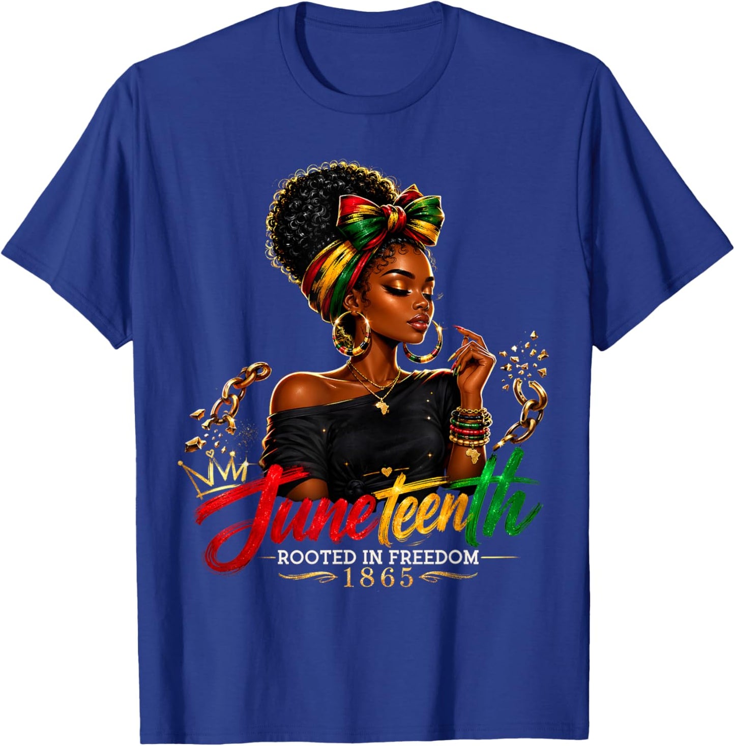 Juneteenth Rooted in Freedom Since 1865 Black Women T-Shirt - T-Shirt | Royal