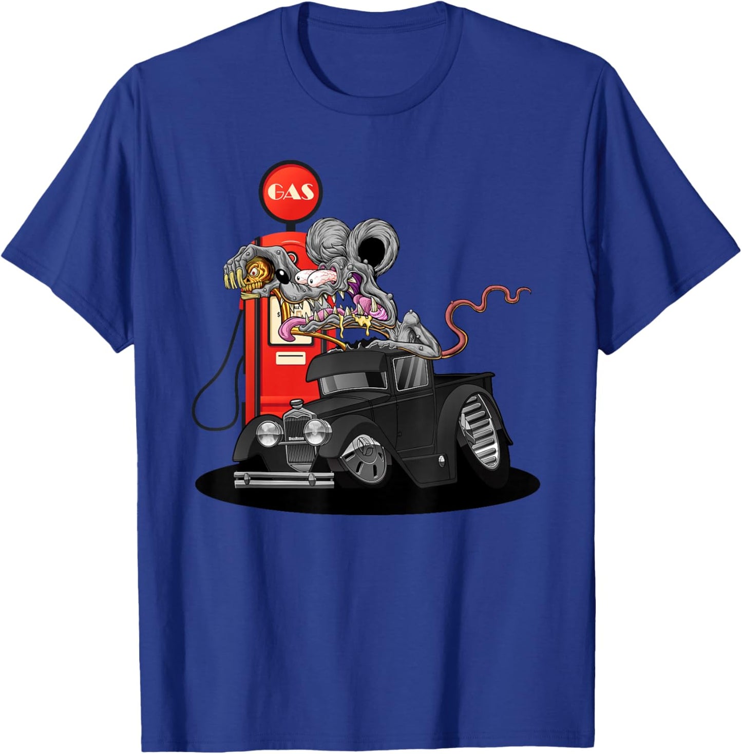 DigiRods Rat Rod Racer Gas Stop 1930s Hot Rod Truck Cartoon T-Shirt - T-Shirt | Royal