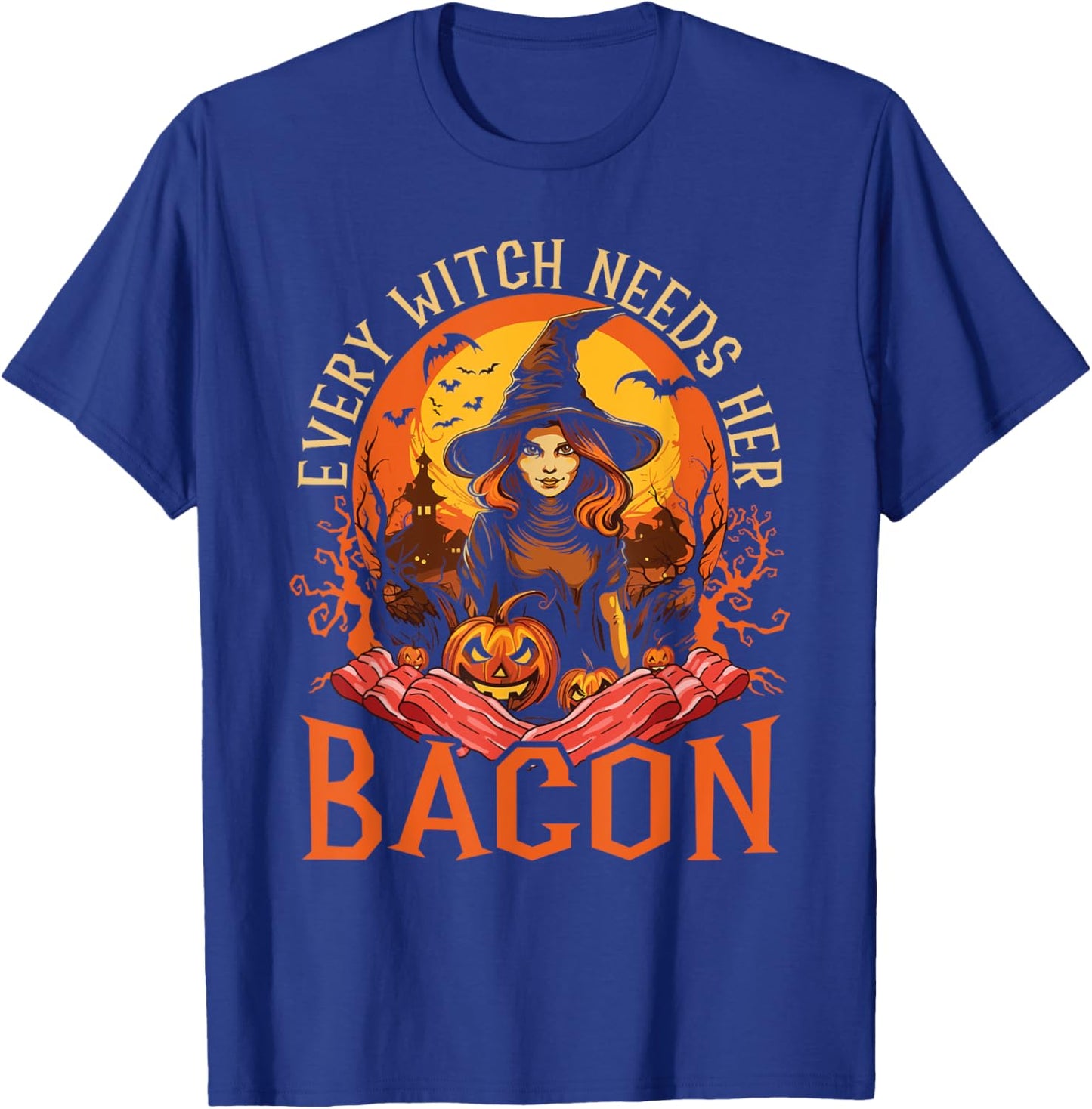 Bacon Halloween Scary Trick Or Treat Spooky Breakfast T-Shirt - T-Shirt | Royal