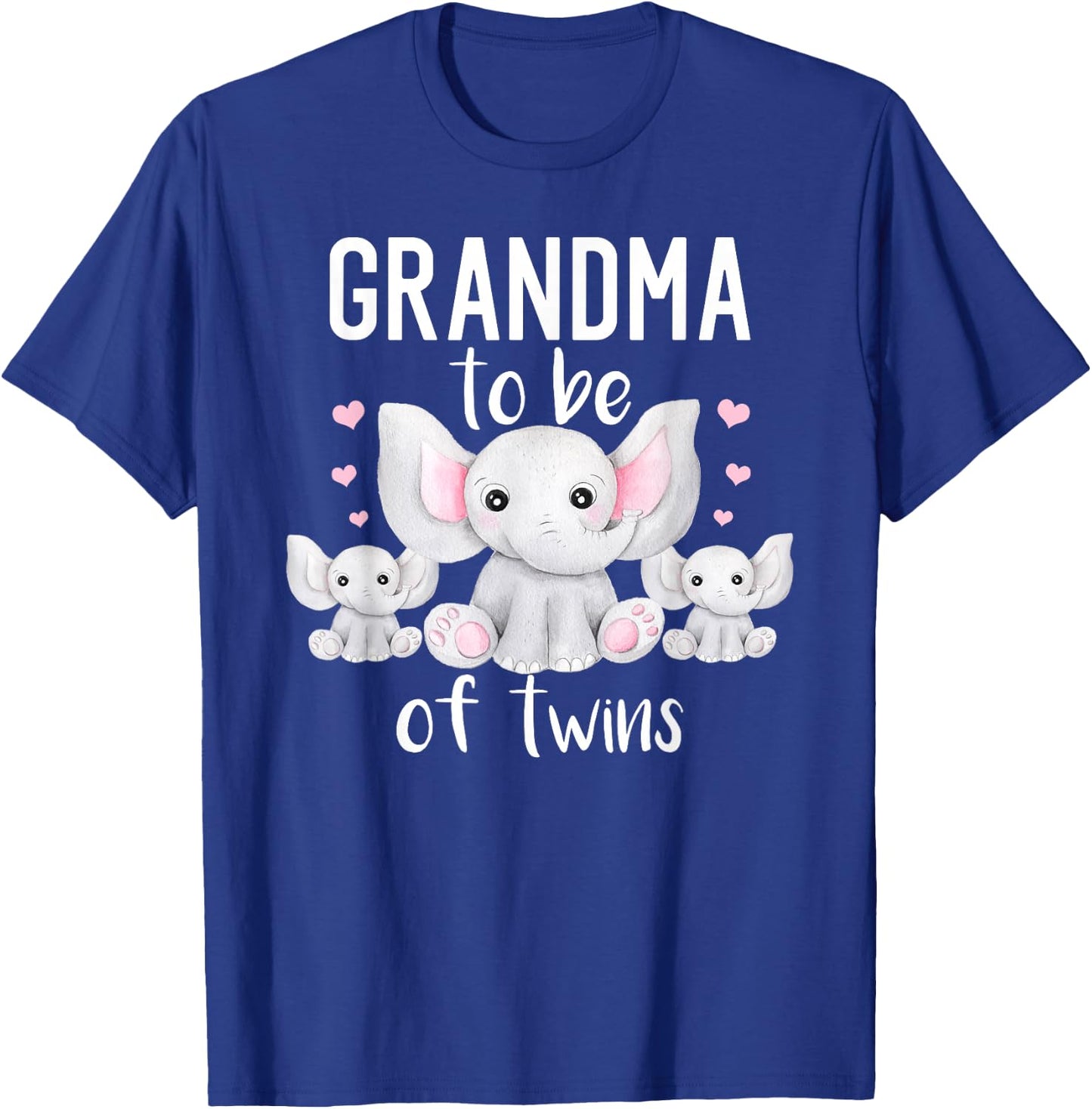 Grandma To Be Of Twins Elephant Baby Shower Twin Grandma T-Shirt - T-Shirt | Royal