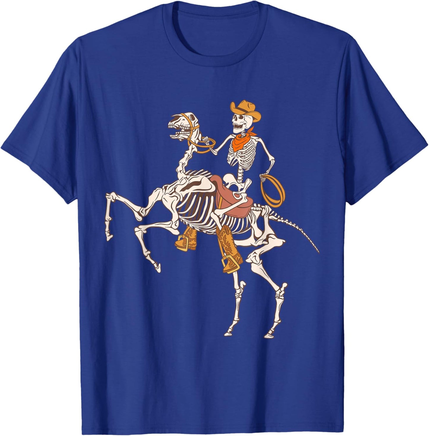 Cowboy Skeleton Riding Horse Funny Halloween Cowgirl Cowboy T-Shirt - T-Shirt | Royal