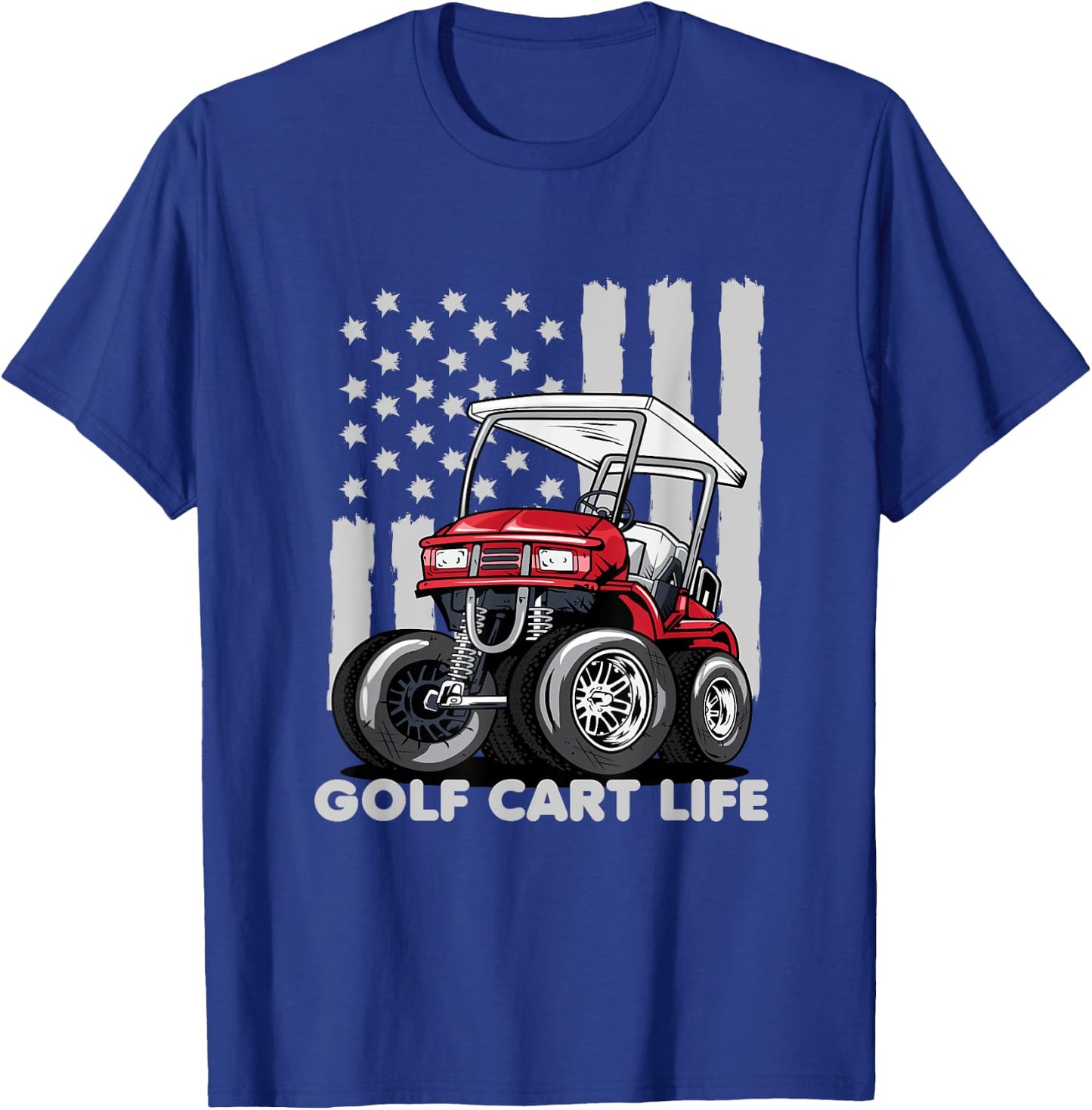 Golf Cart Life Funny Golf Cart with USA Flag Men T-Shirt - T-Shirt | Royal