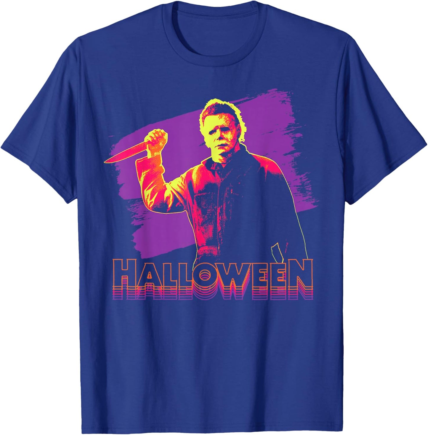 Halloween Michael Myers Neon Portrait Small T-Shirt - T-Shirt | Royal