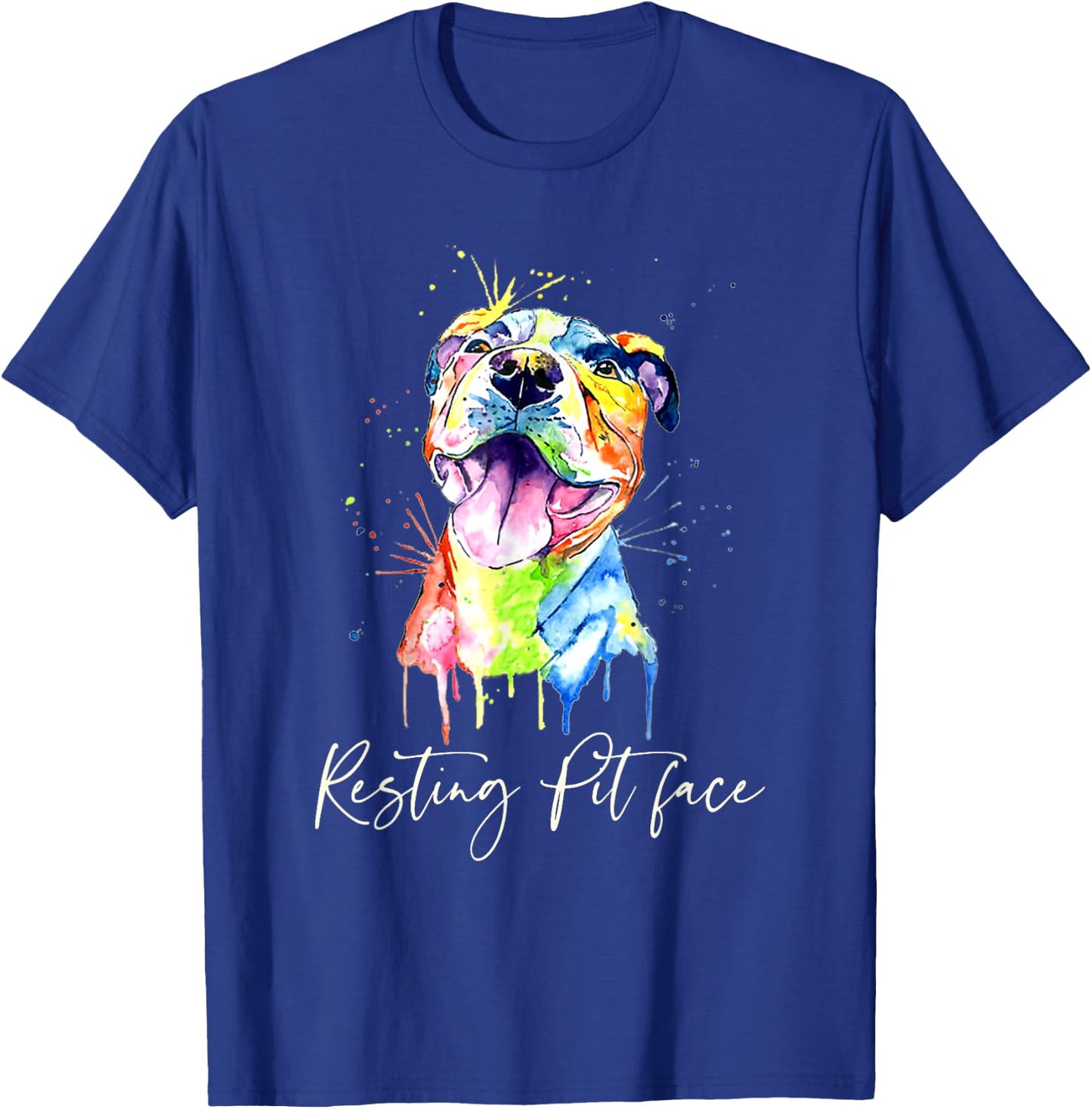 Resting Pit Face Pitbull Watercolor Dog Lovers Gift T-Shirt - T-Shirt | Royal
