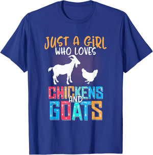 Just A Girl Who Loves Goats Chicken Lover Women Farmer T-Shirt - T-Shirt | Royal