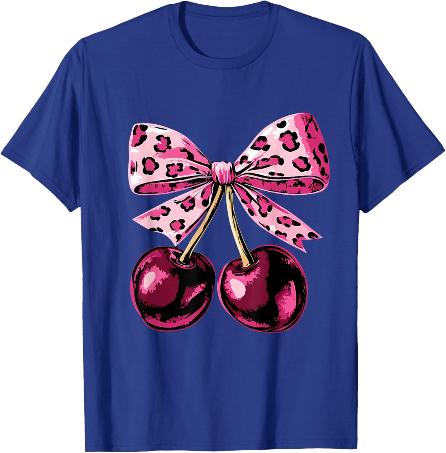 Cerises with Bow Flirty Leopard Pink Cherry T-Shirt - T-Shirt | Royal
