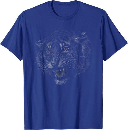 Tiger Head Black Art for Lovers of Tigers and Big Cats T-Shirt - T-Shirt | Royal