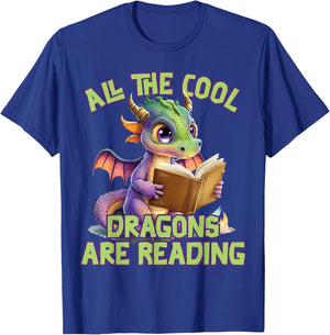 All The Cool Dragons Are Reading Dragon Teacher T-Shirt - T-Shirt | Royal
