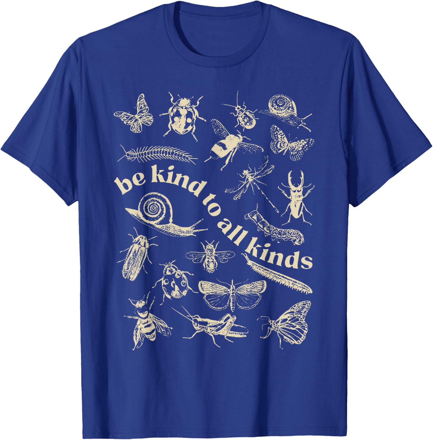 Vintage Be Kind To All Kinds Bugs Entomology Entomologist T-Shirt - T-Shirt | Royal