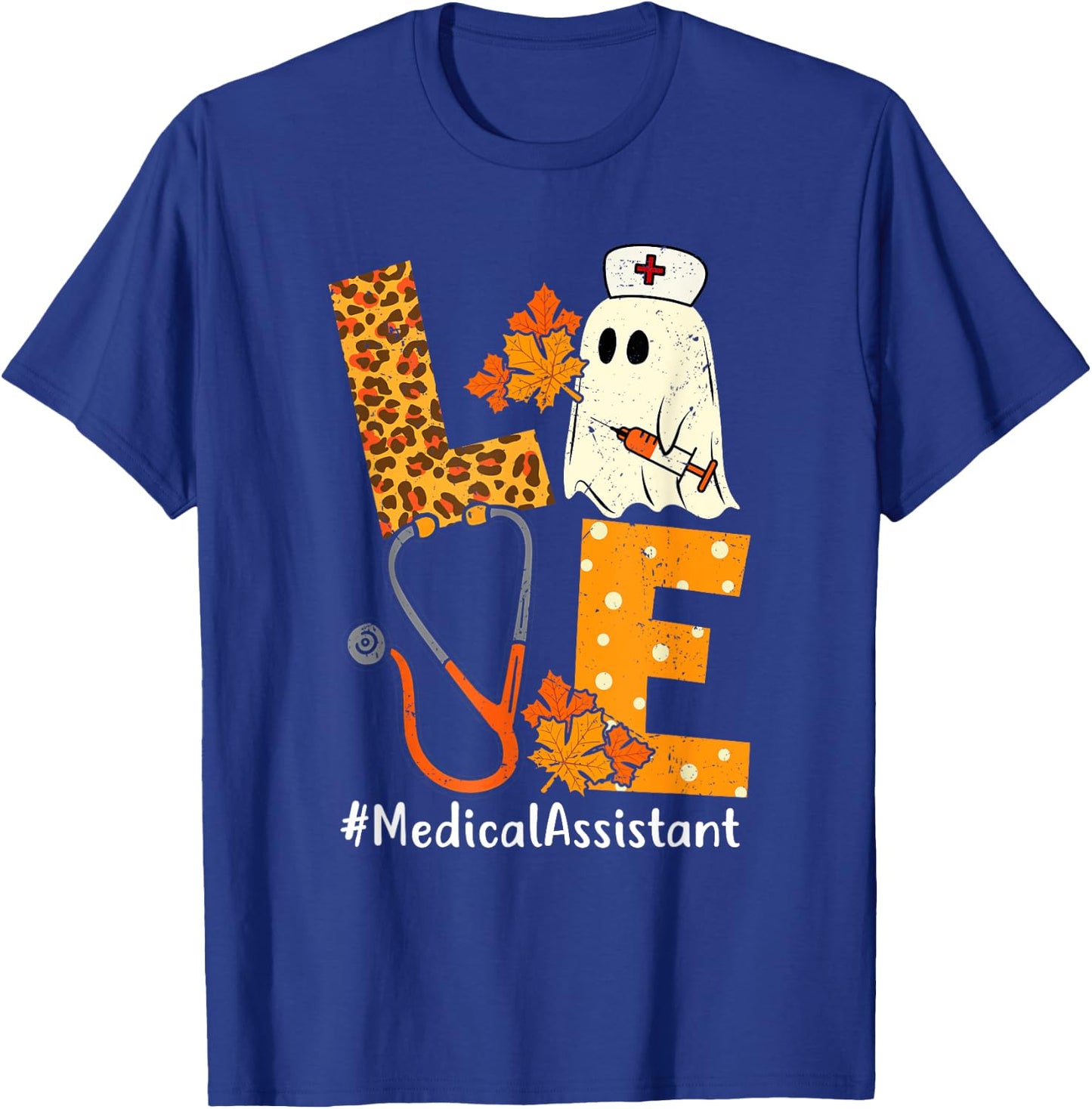 LOVE Leopard Ghost Medical Assistant Halloween Costume Fall T-Shirt - T-Shirt | Royal