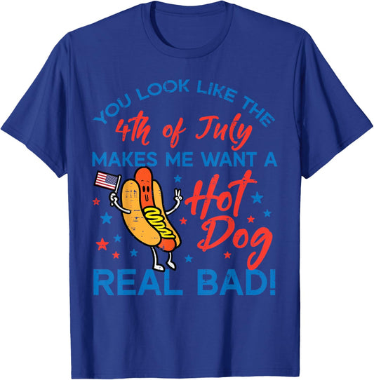 You Look Like 4th July Hotdog Patriotic Men Women Kids Youth T-Shirt - T-Shirt | Royal